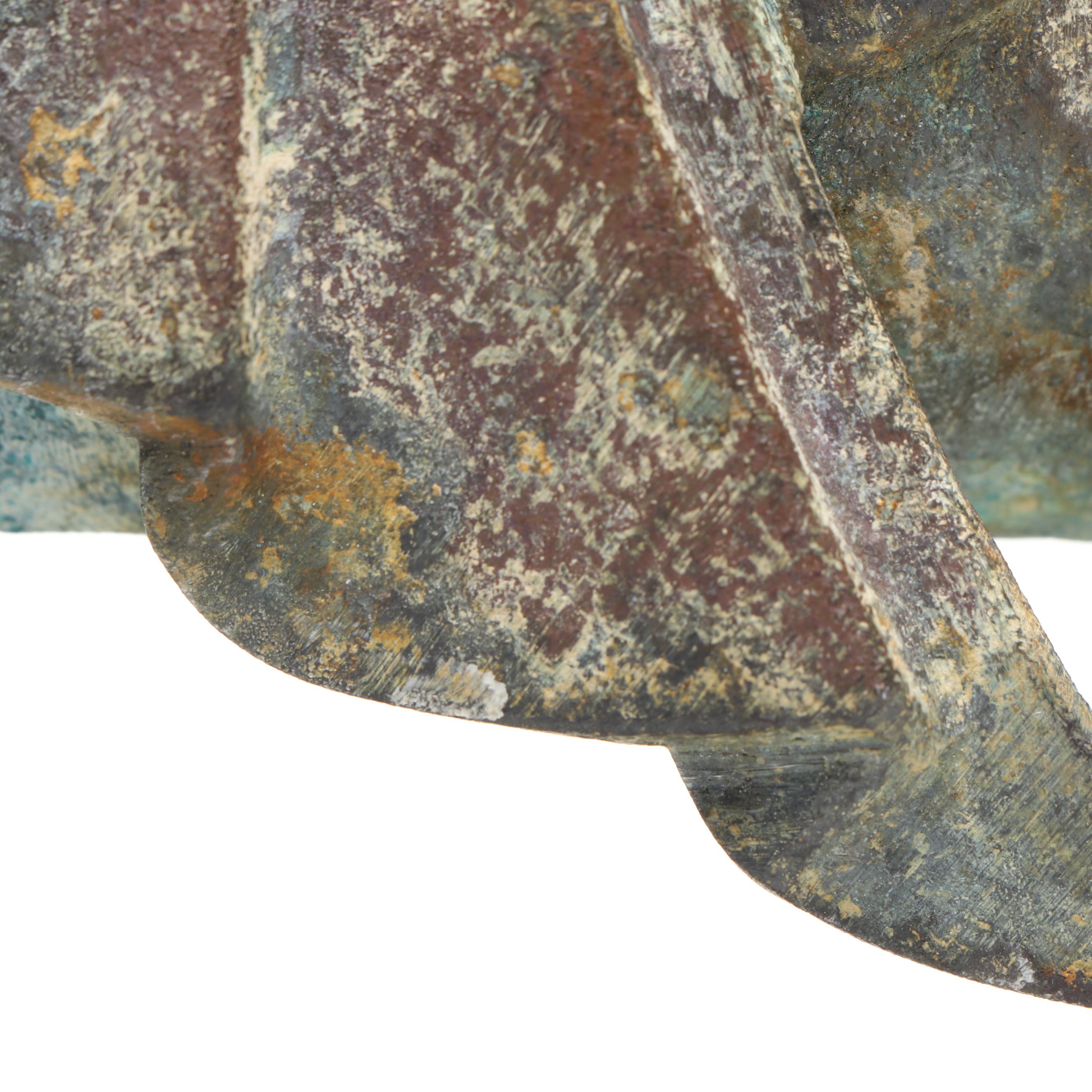 Chinese Tang Dynasty Style Cast Metal Horse on Wooden Stand