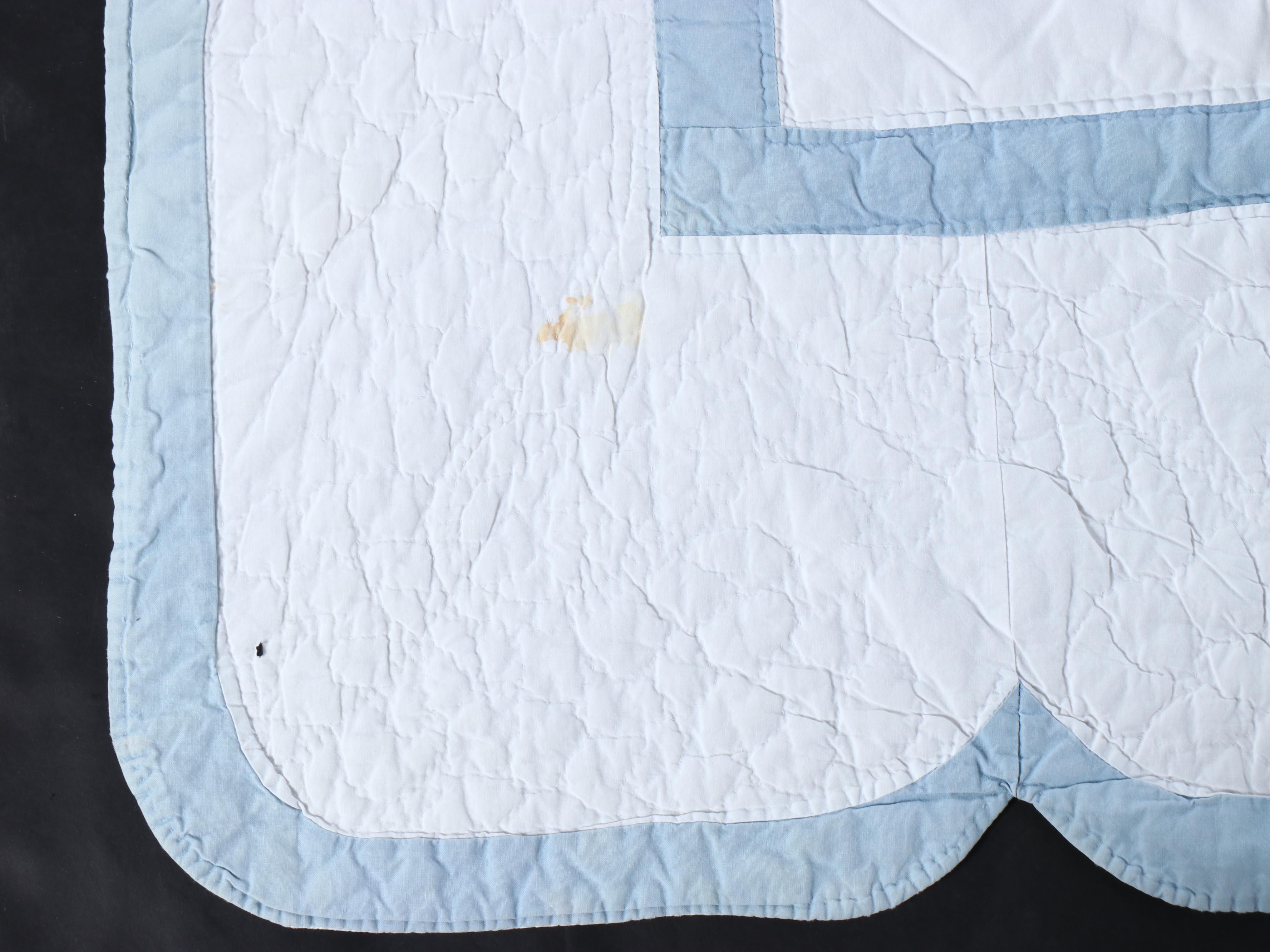 Arch Quilts Floral Appliqué Quilt with Scalloped Edges, Late 20th Century