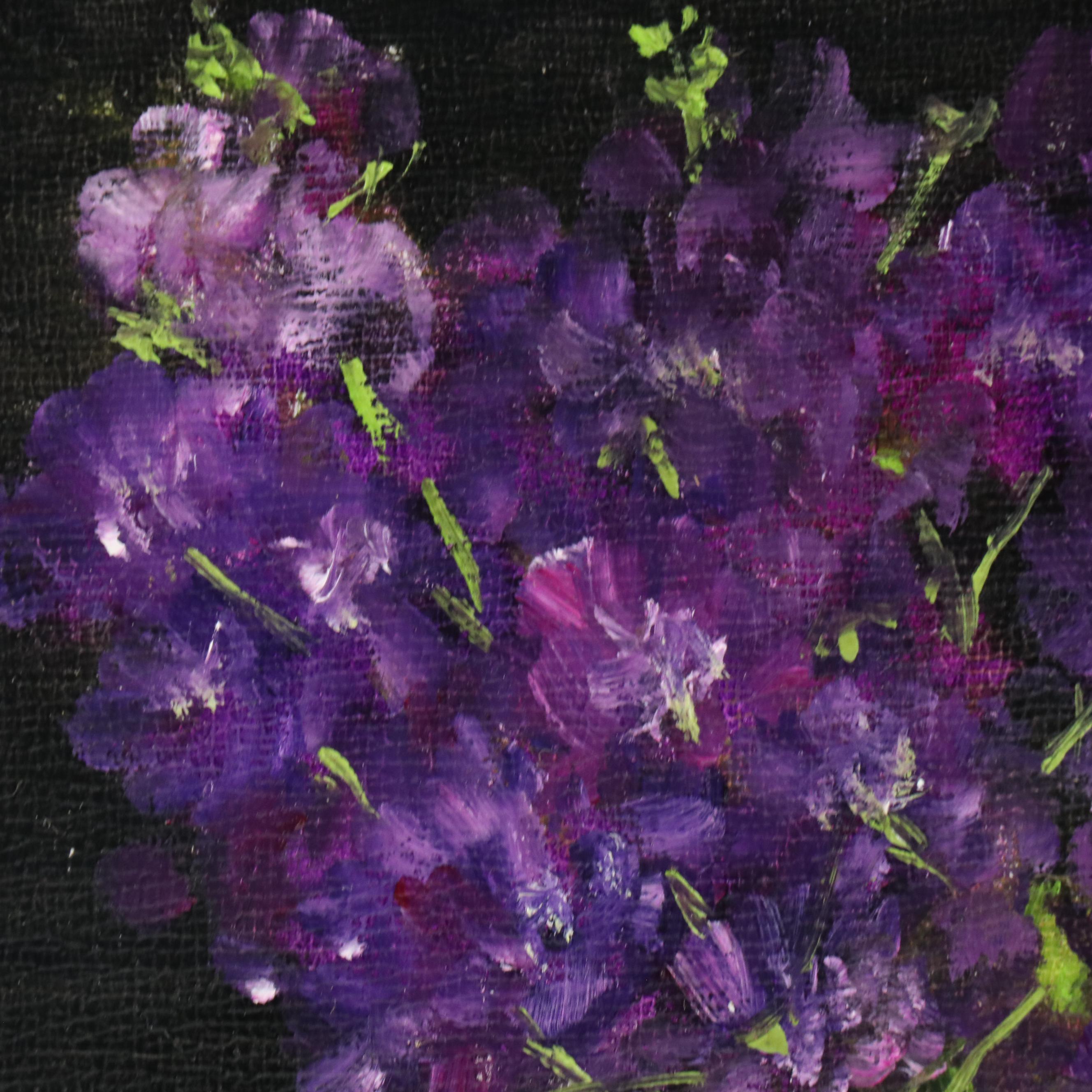 Thu-Thuy Tran Floral Still Life Oil Painting "Matthiolas in Early Spring," 2025