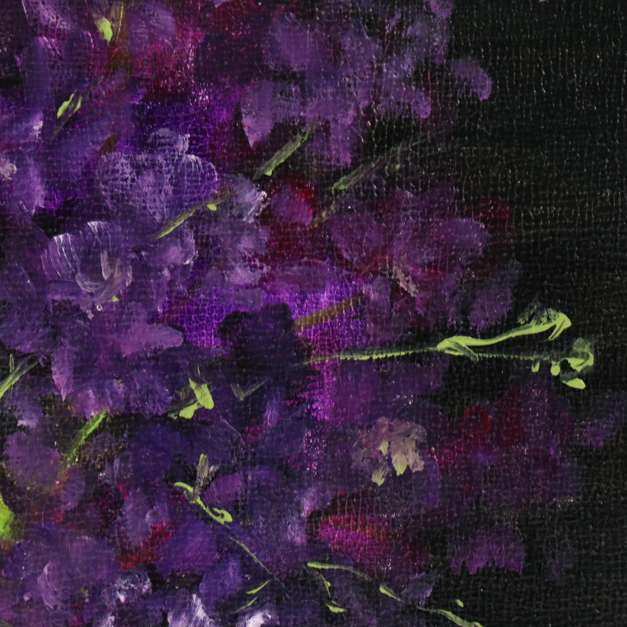 Thu-Thuy Tran Floral Still Life Oil Painting "Matthiolas in Early Spring," 2025