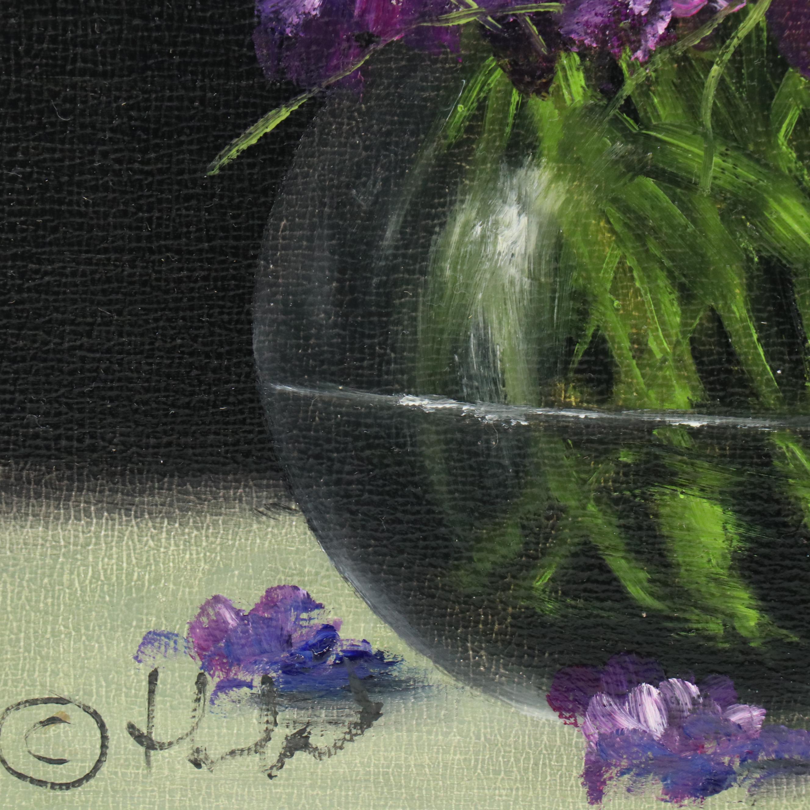 Thu-Thuy Tran Floral Still Life Oil Painting "Matthiolas in Early Spring," 2025