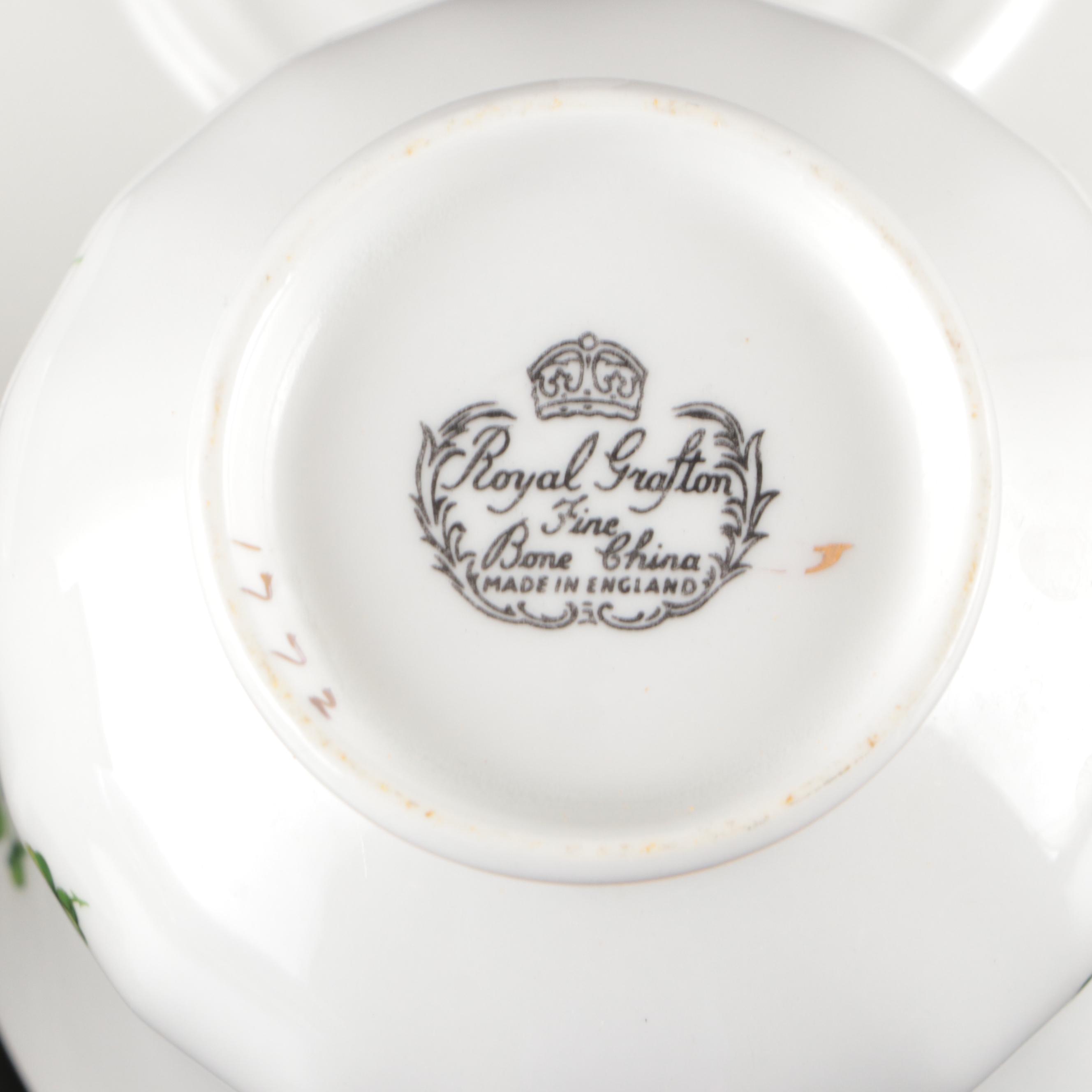 Vintage English and Japanese Porcelain Teacups and Saucers with Other Tableware