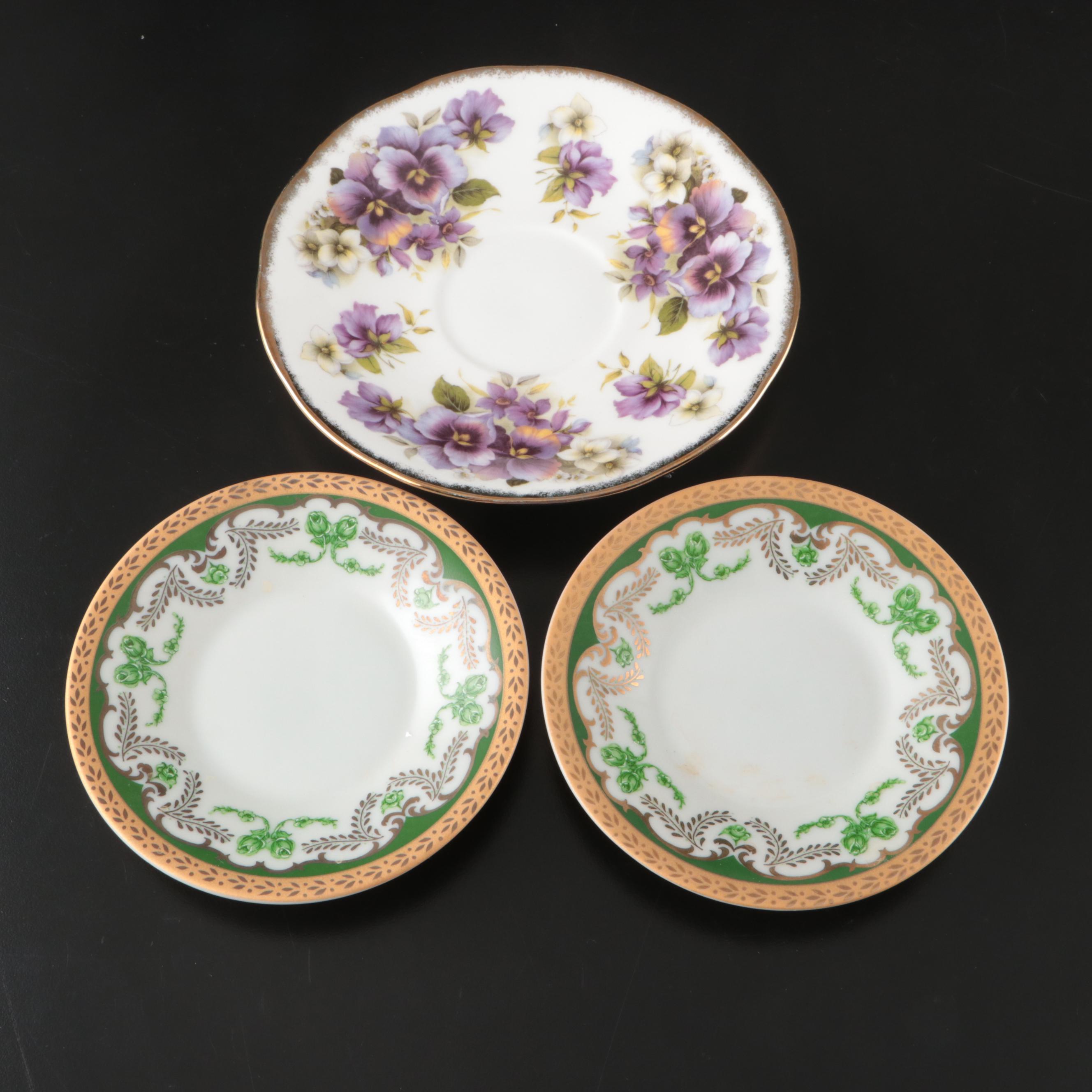 Vintage English and Japanese Porcelain Teacups and Saucers with Other Tableware