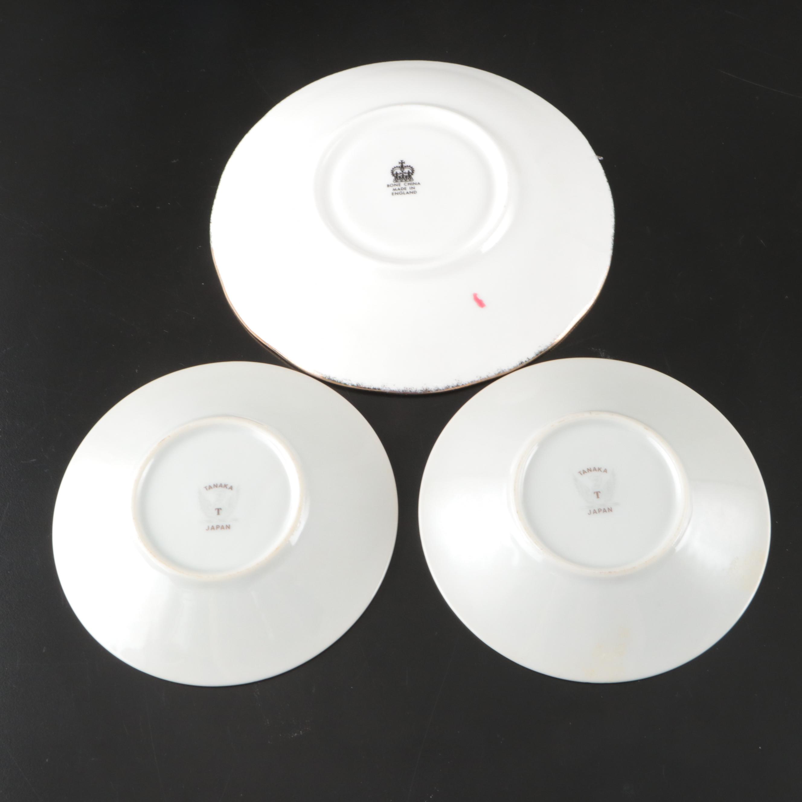 Vintage English and Japanese Porcelain Teacups and Saucers with Other Tableware