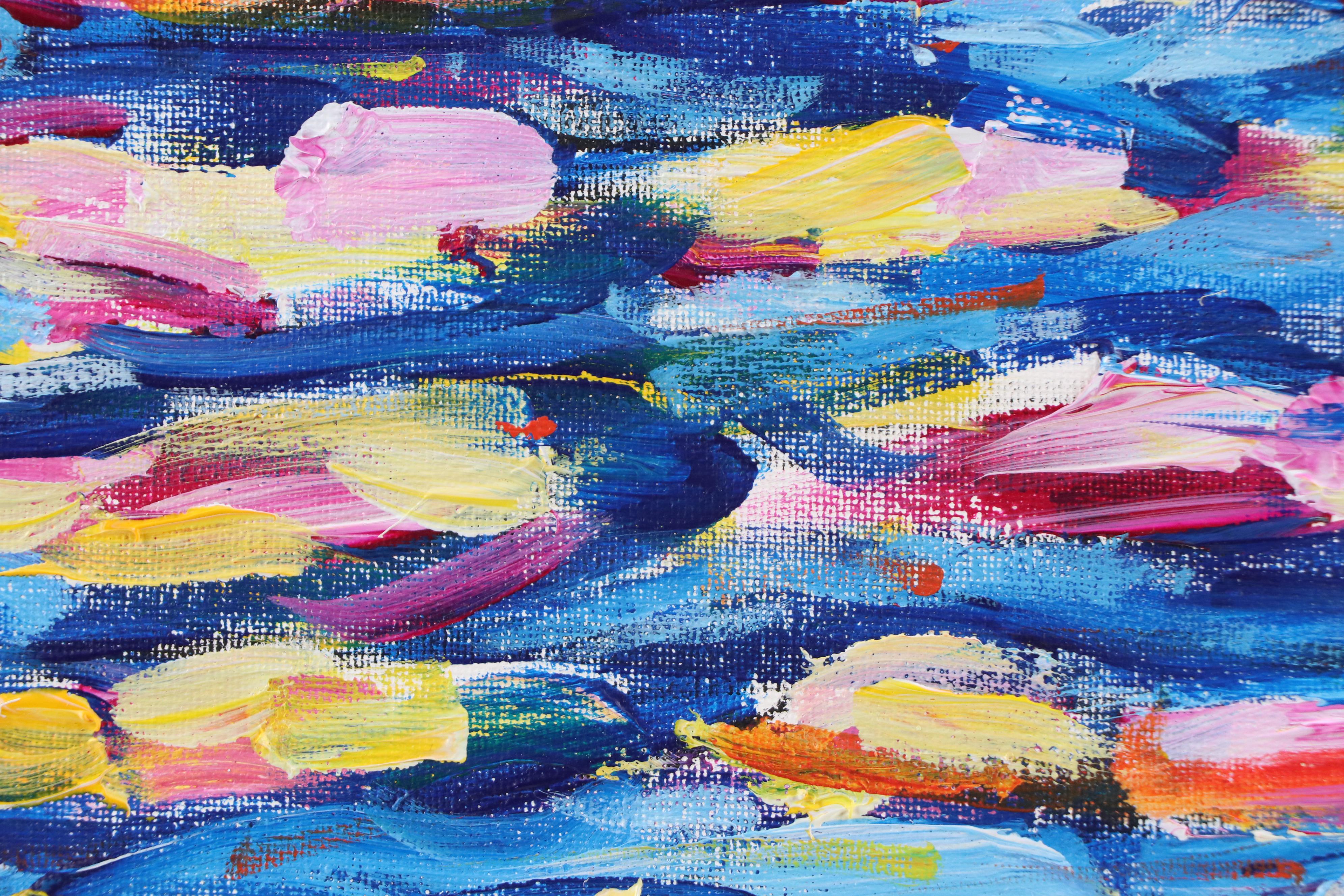 Elle Raines Stylized Acrylic Painting "School of Sardines #4," 21st Century