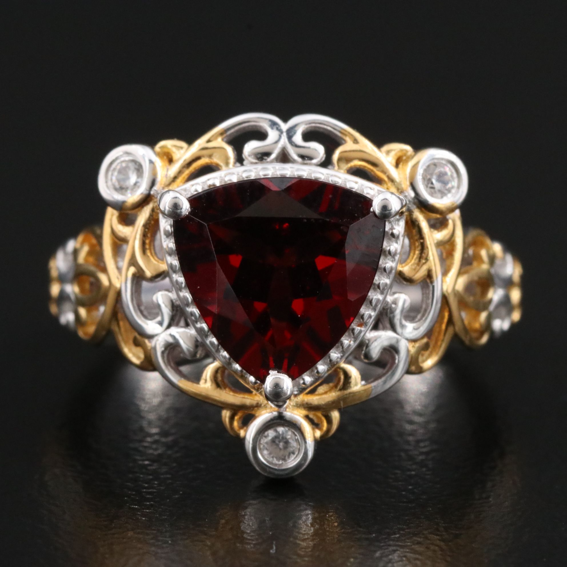 Sterling Garnet and White Topaz Ring