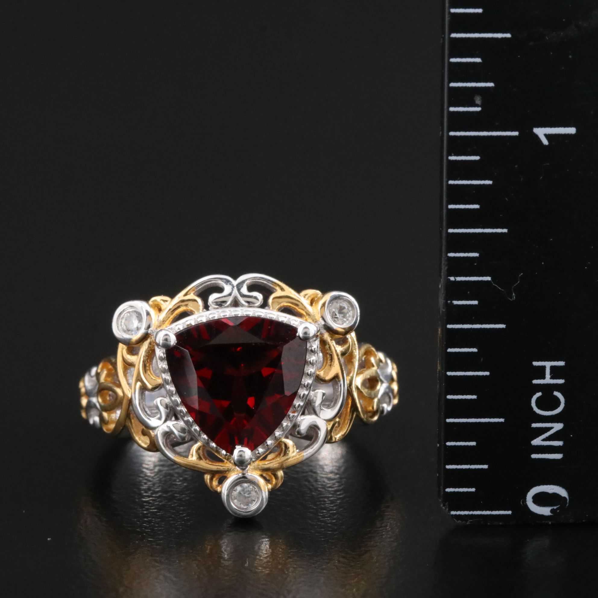 Sterling Garnet and White Topaz Ring