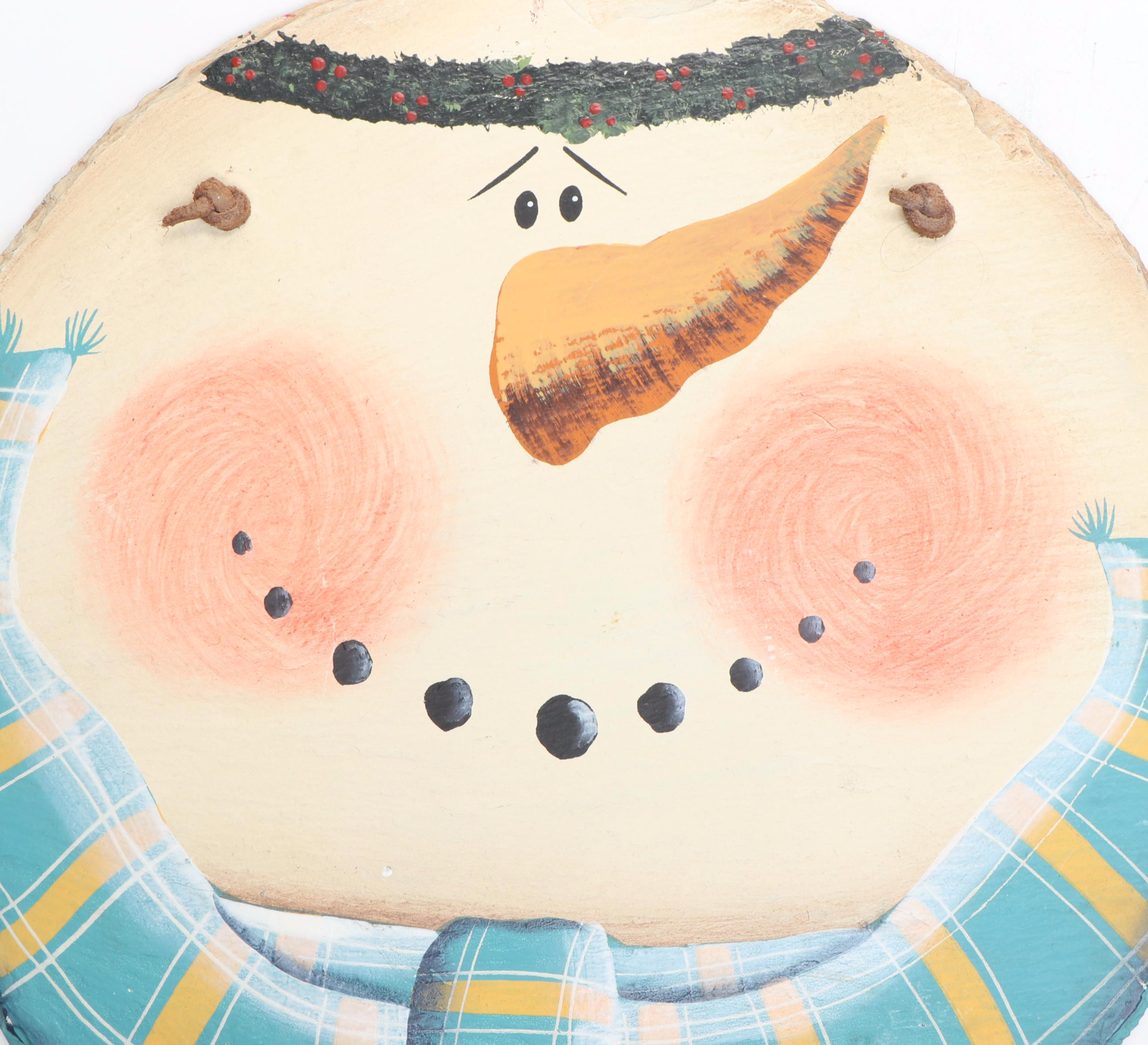 Snowman Wall Hanging Stoneware Welcome Signs