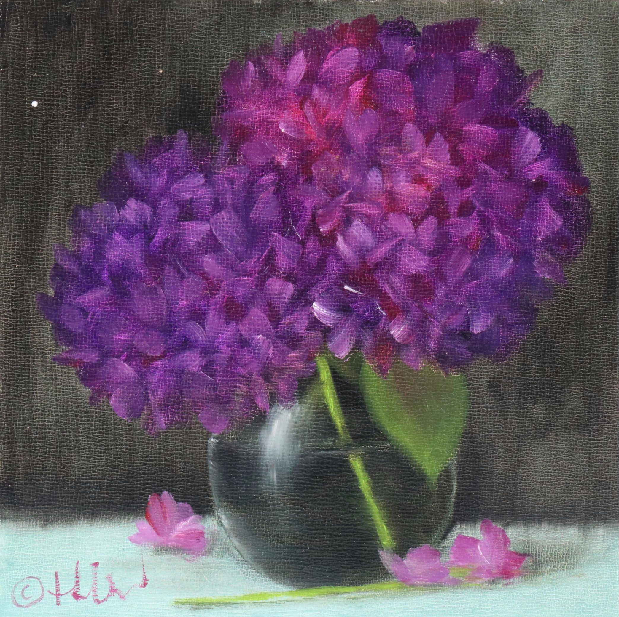 Thu-Thuy Tran Floral Still Life Oil Painting "Hydrangeas in March," 2025