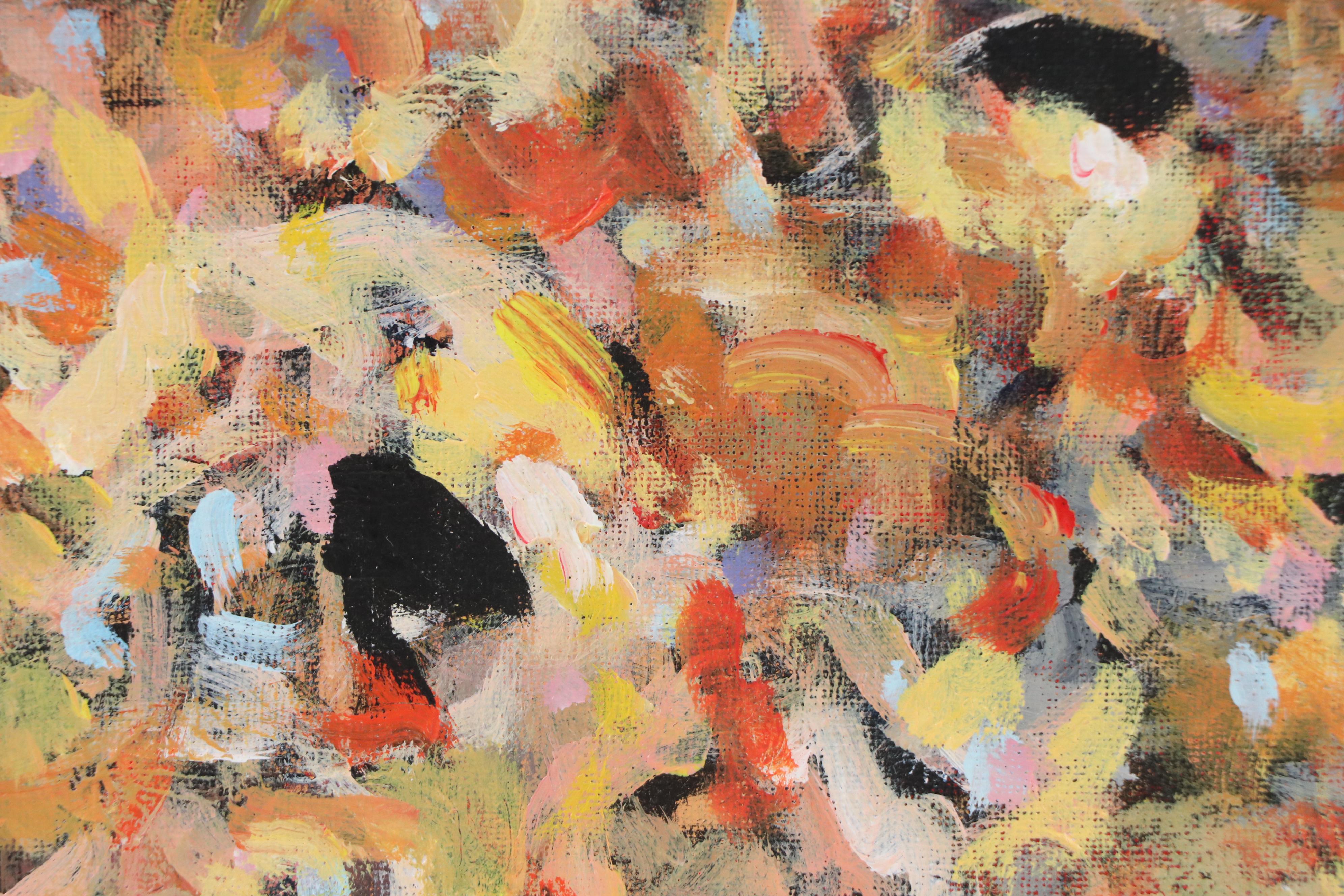 Elle Raines Stylized Acrylic Painting "Flock of Sheep #8," 21st Century