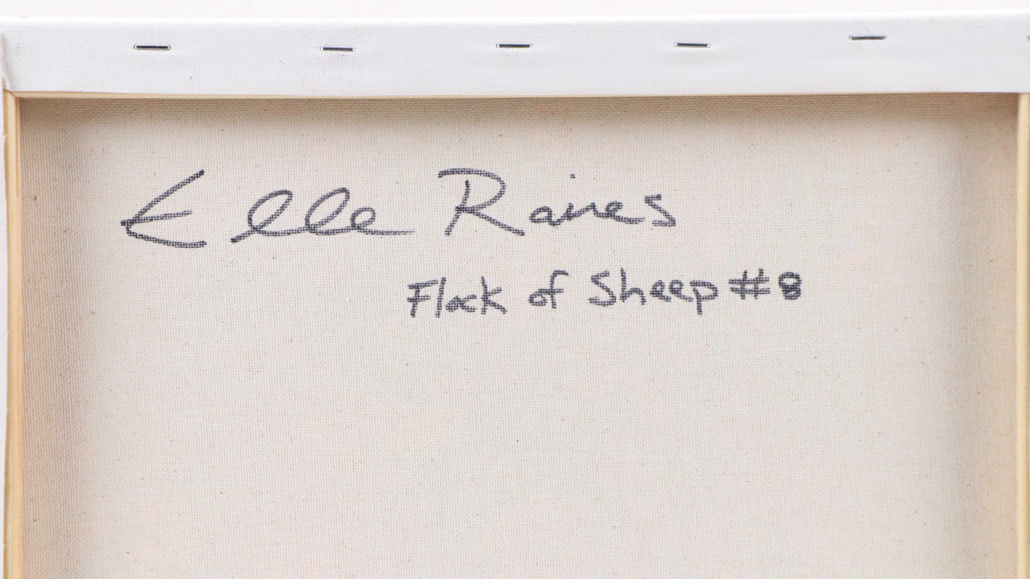 Elle Raines Stylized Acrylic Painting "Flock of Sheep #8," 21st Century