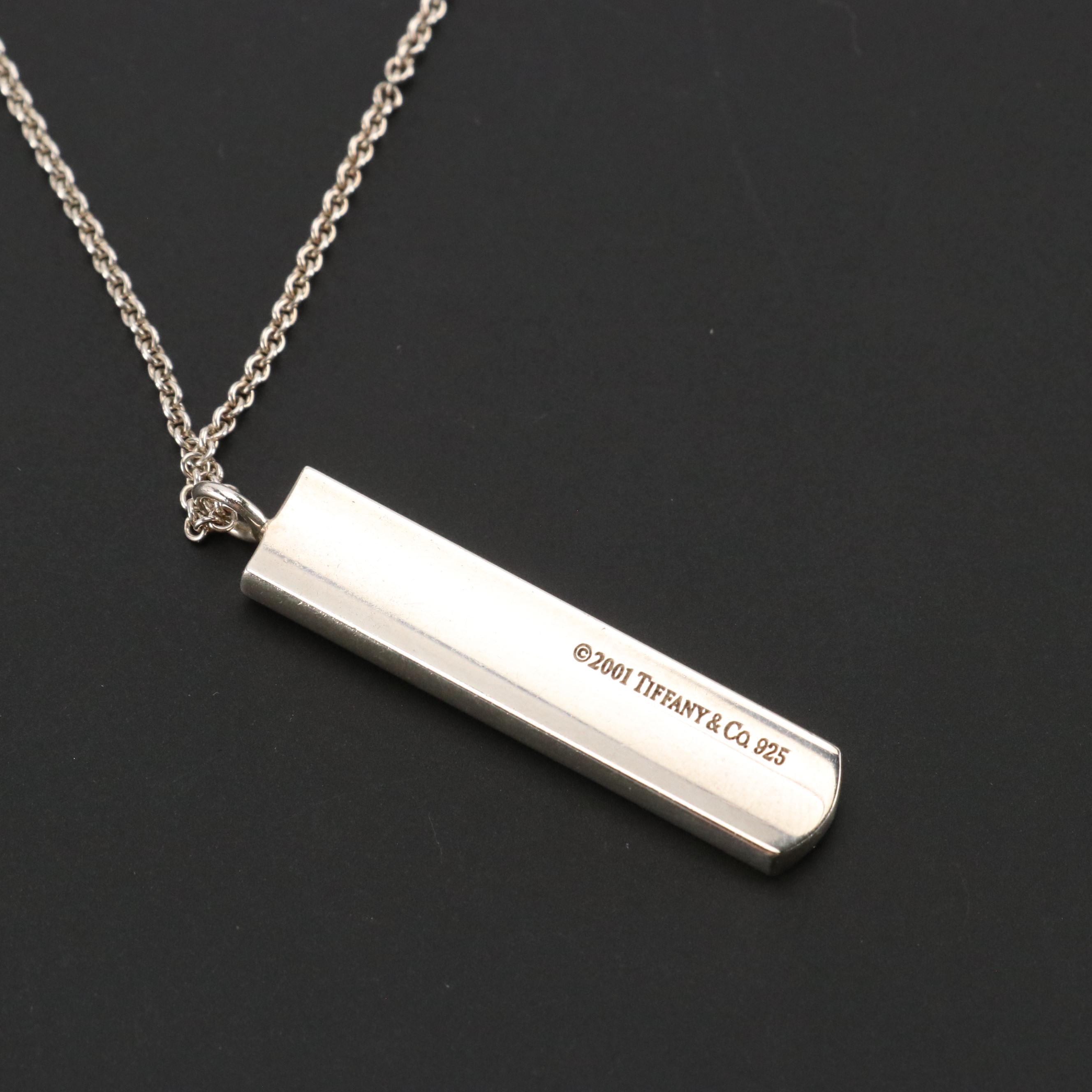 Tiffany & Co. 1837 Sterling Bar Pendant Necklace