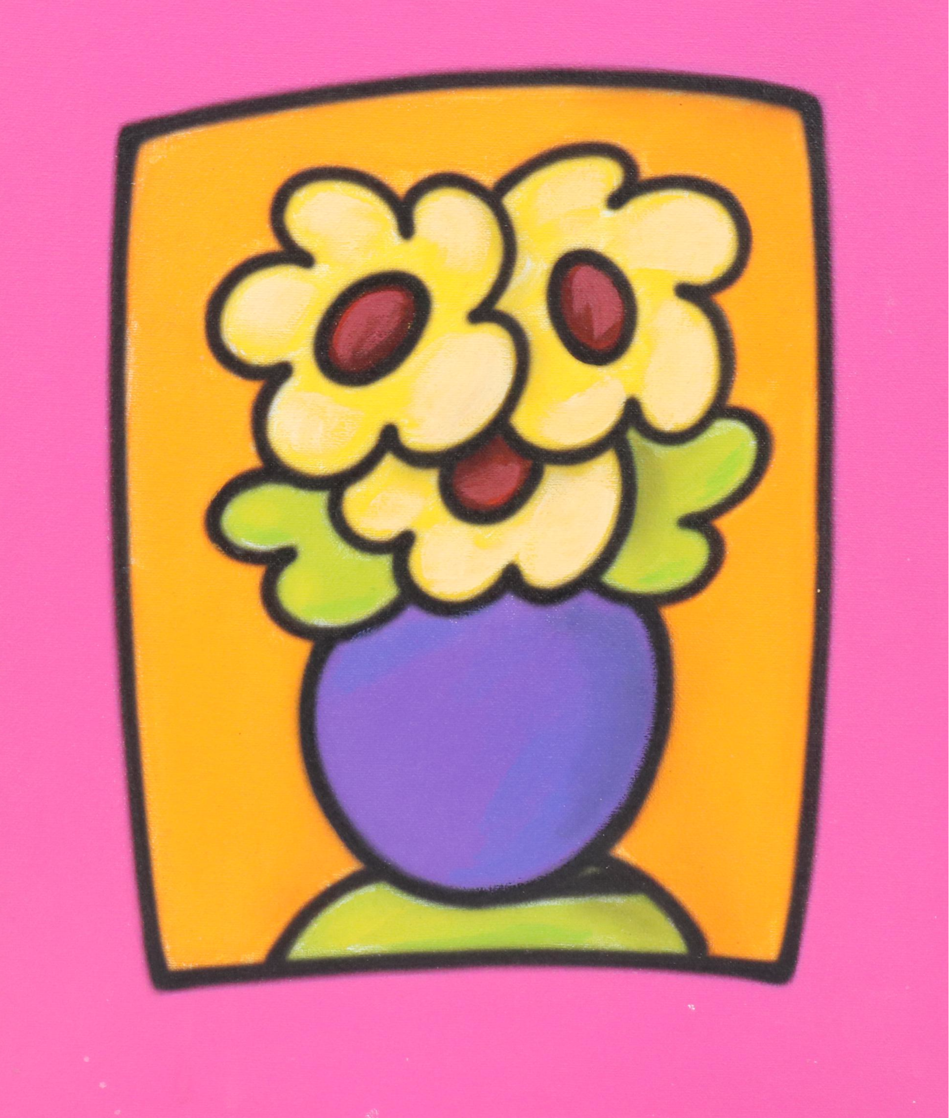 Stylized Floral Still Life Airbrush Painting, 21st Century