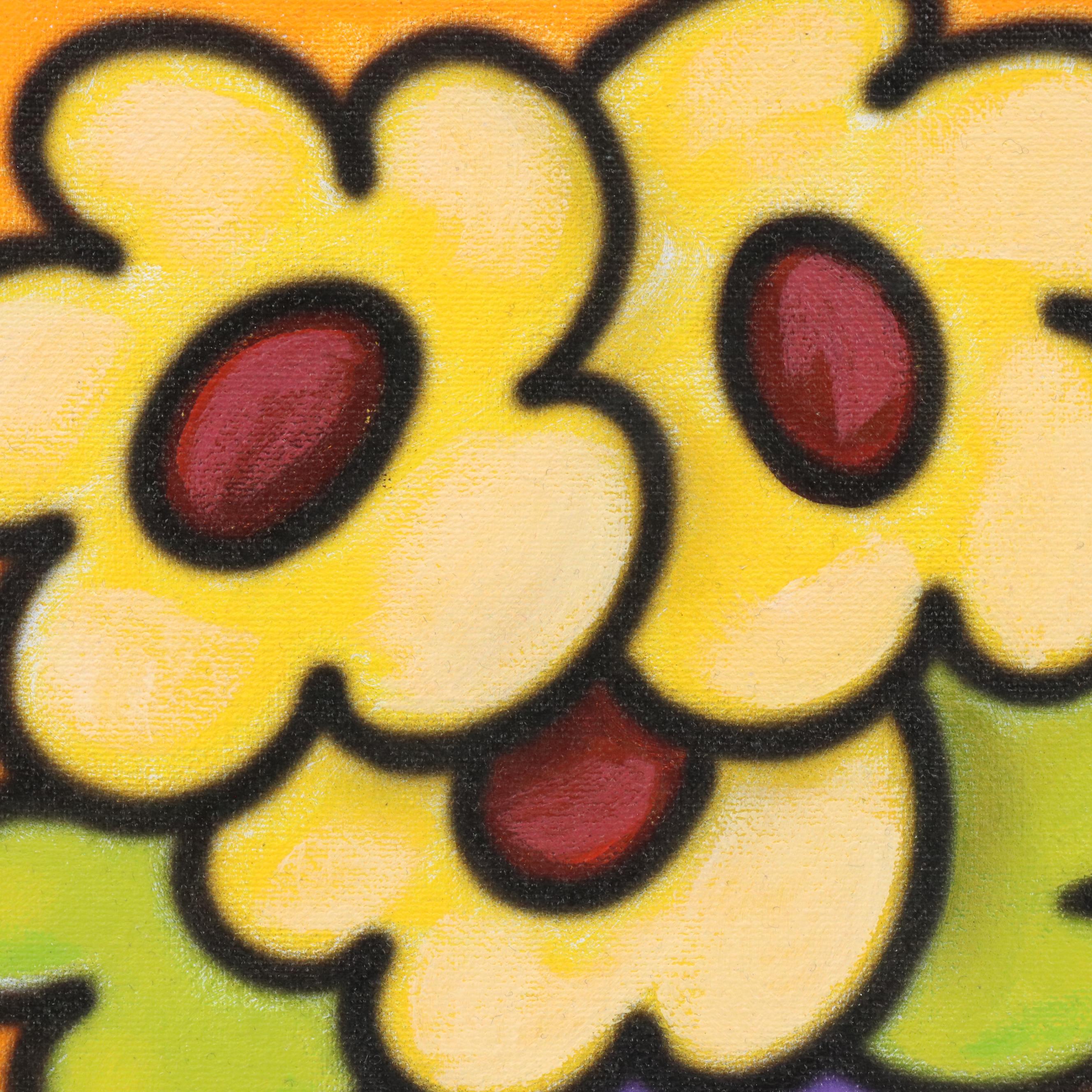 Stylized Floral Still Life Airbrush Painting, 21st Century