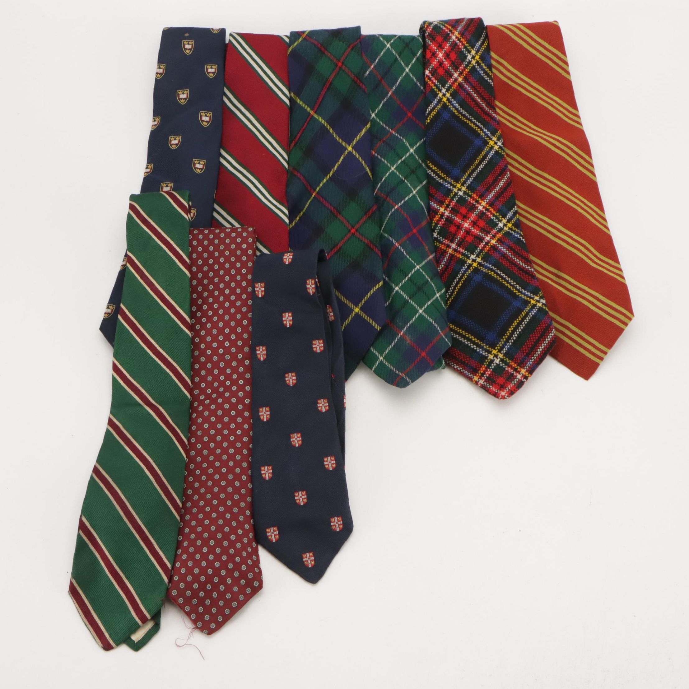Vintage Patterned Silk and Wool Neckties Featuring Brooks Brothers