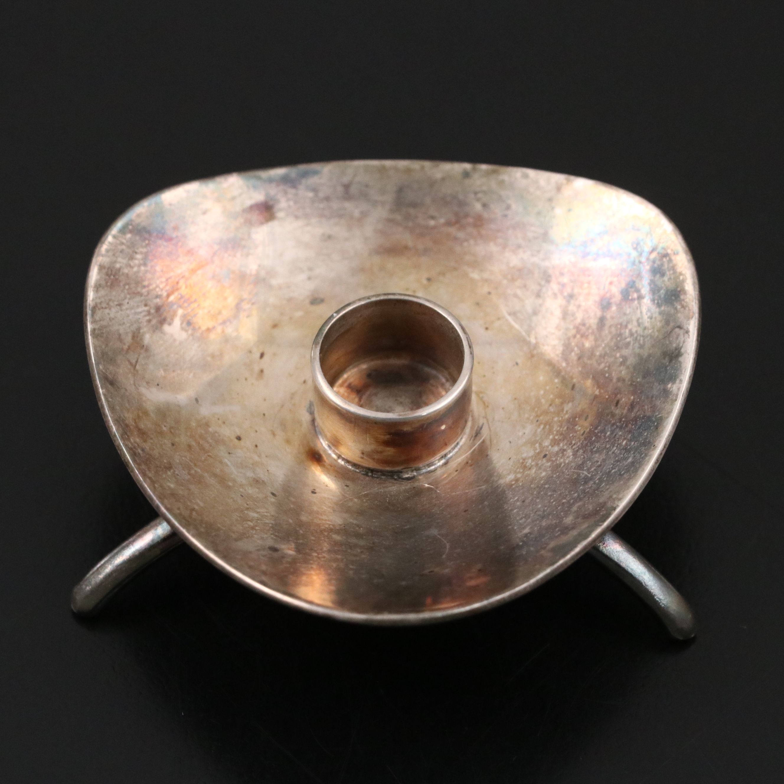 Webster Sterling Silver Bowl with Cohr Danish Modern Silver Plate Candle Holder