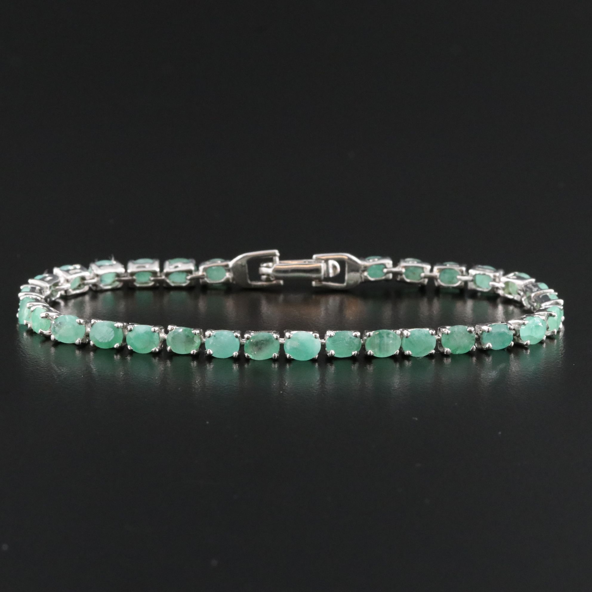 Sterling Emerald Line Bracelet