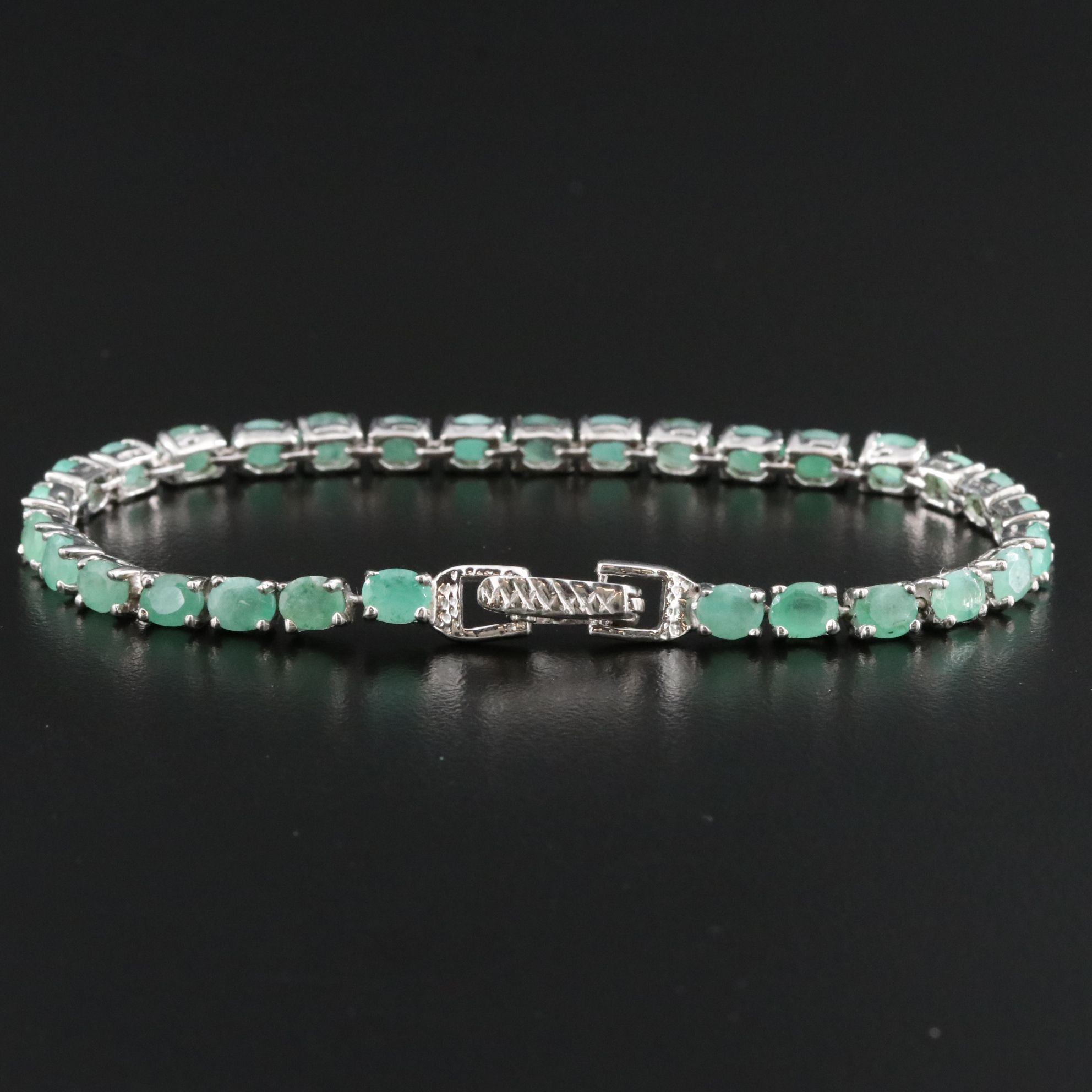Sterling Emerald Line Bracelet