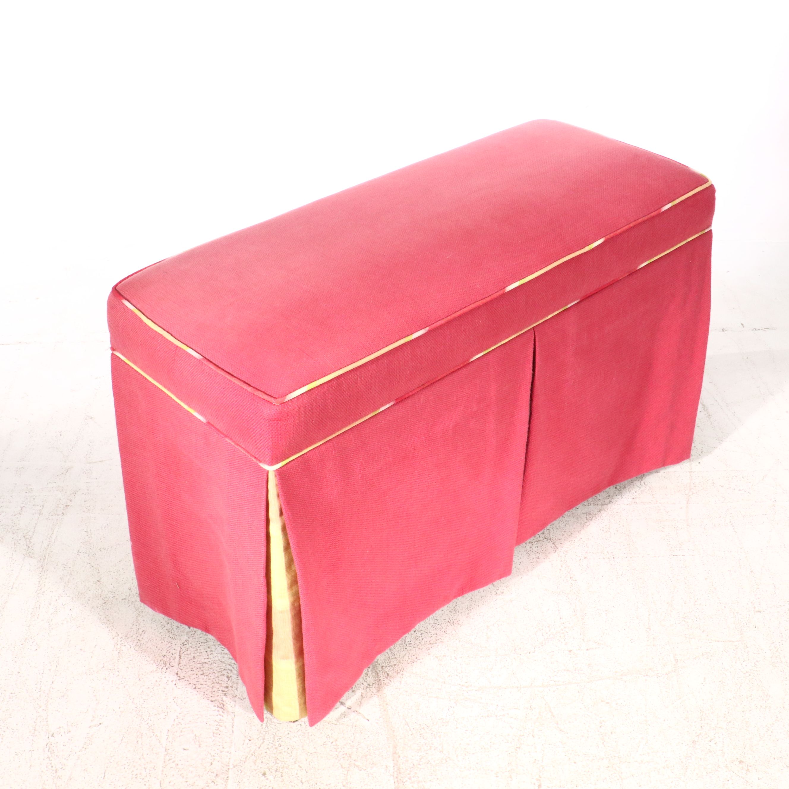 Sheraton Style Upholstered Mahogany Piano Bench with Throw Pillows, Sheet Music