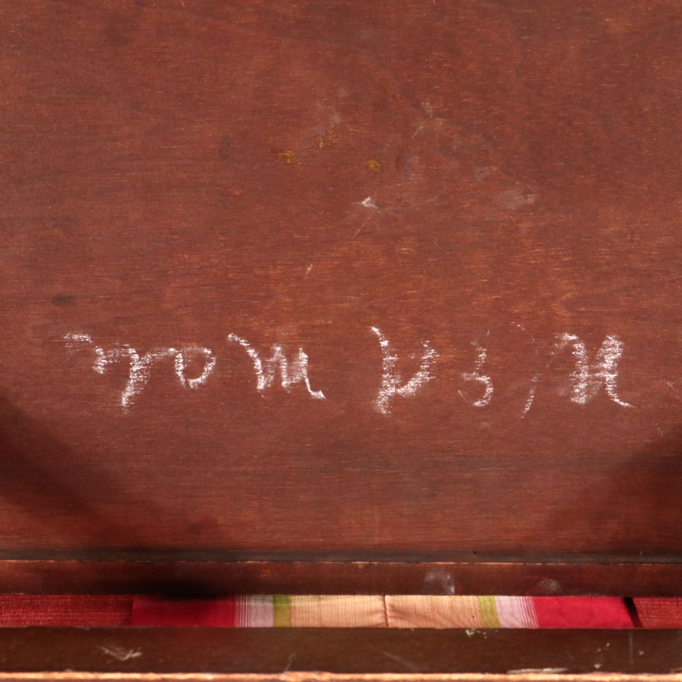 Sheraton Style Upholstered Mahogany Piano Bench with Throw Pillows, Sheet Music