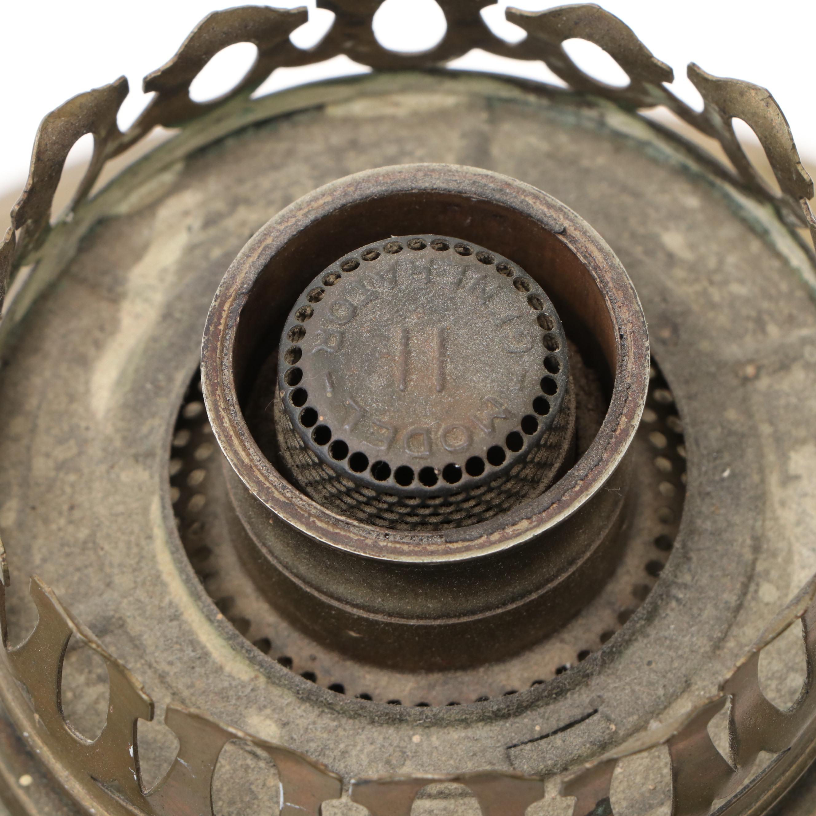 Aladdin Model 7 Brass Table Oil Lamps, Early 20th Century