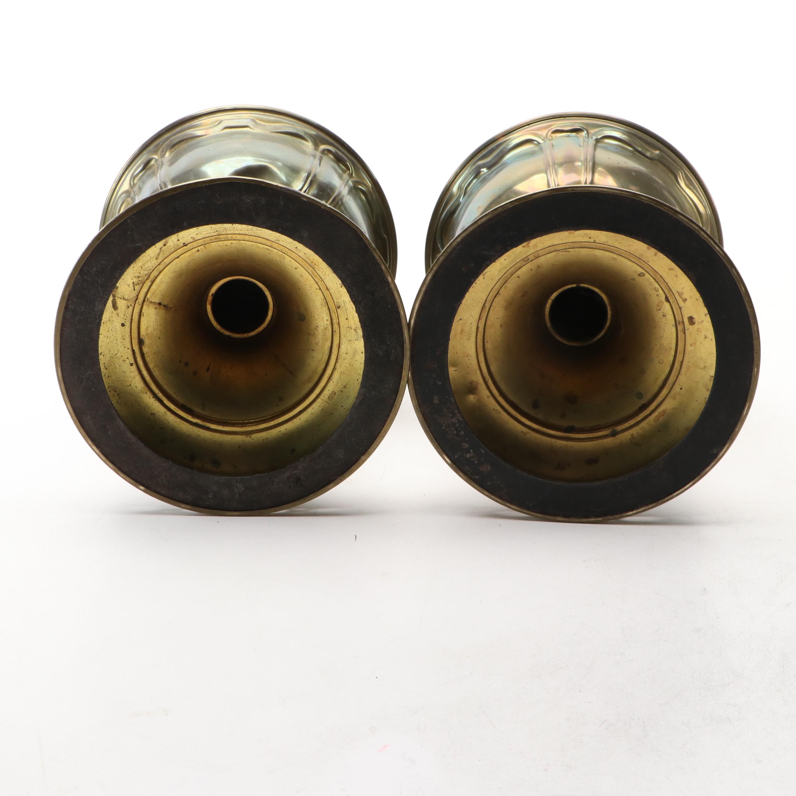 Aladdin Model 7 Brass Table Oil Lamps, Early 20th Century