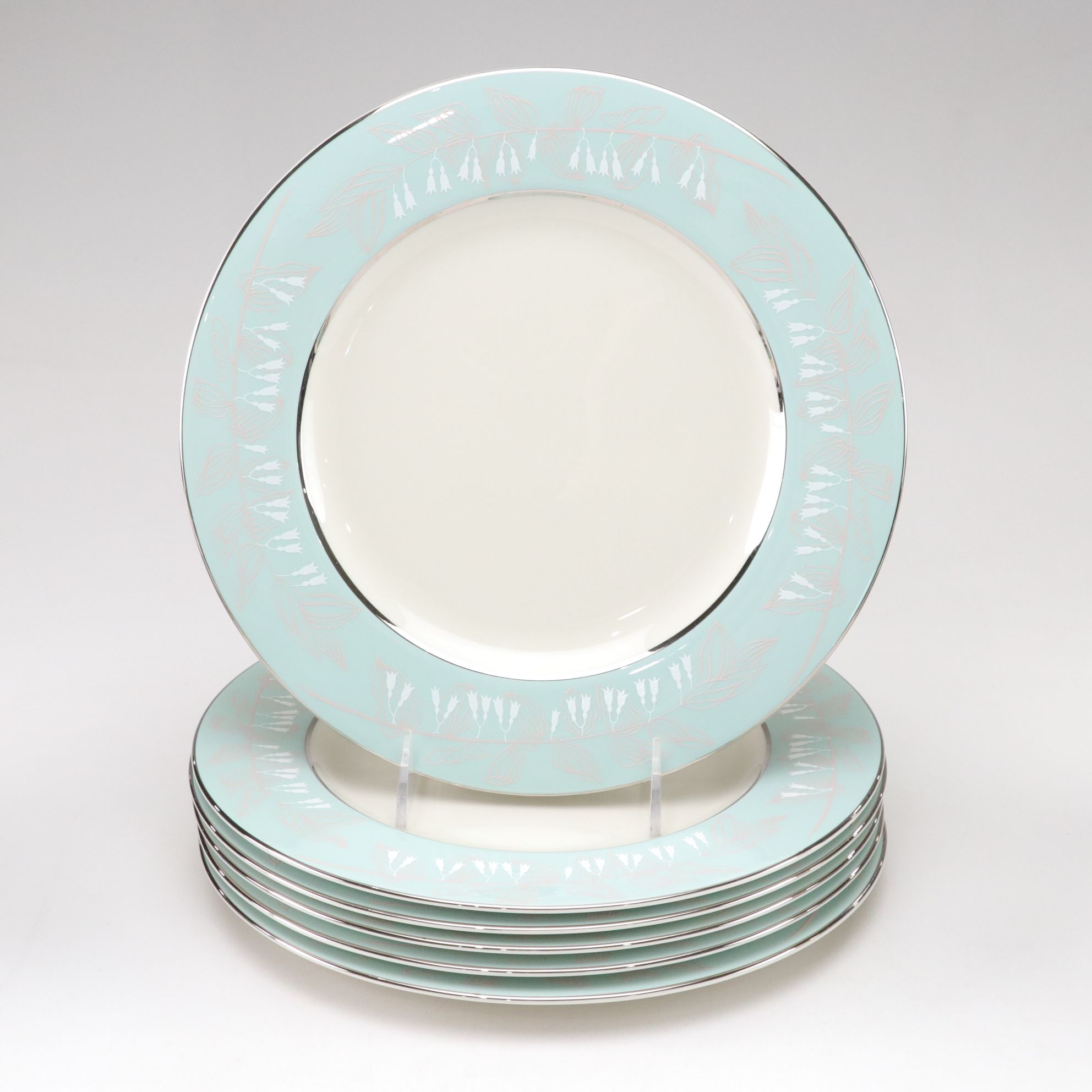 Nancy Prentiss "Foxhall" Platinum Trim Porcelain Dinnerware Set for Six