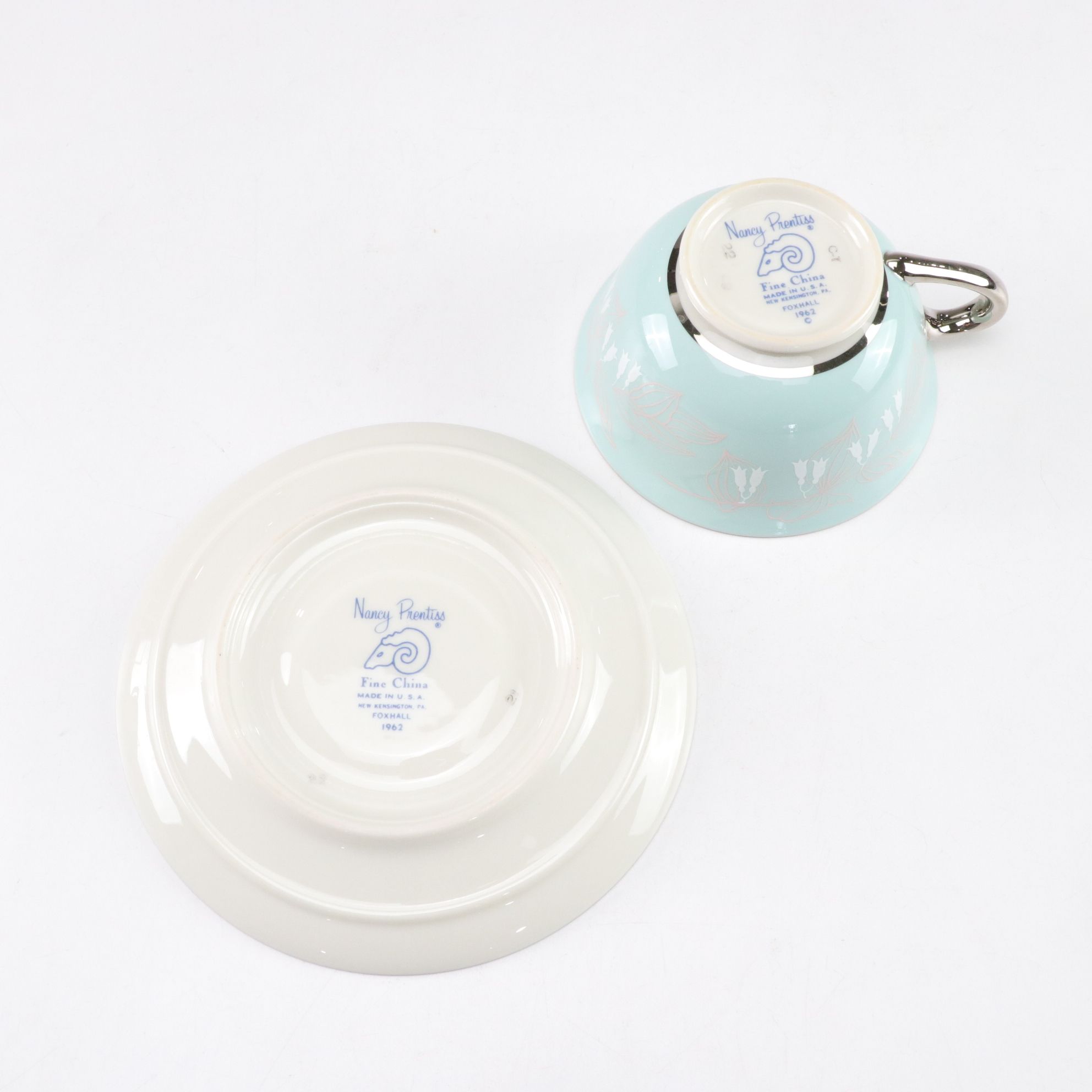 Nancy Prentiss "Foxhall" Platinum Trim Porcelain Dinnerware Set for Six