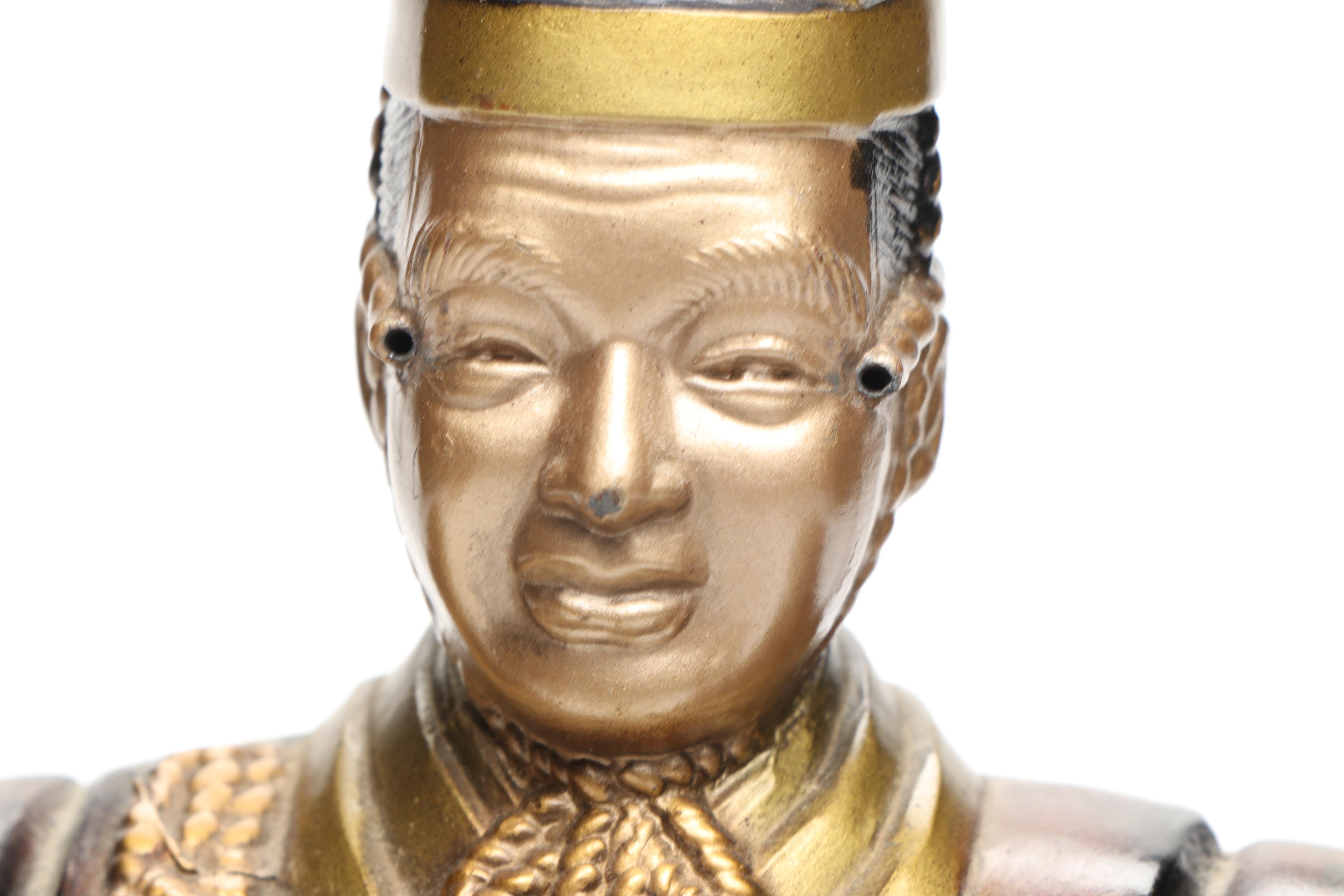 Japanese Enameled Tea Tin with Japanese Toyo Okina Noh Doll