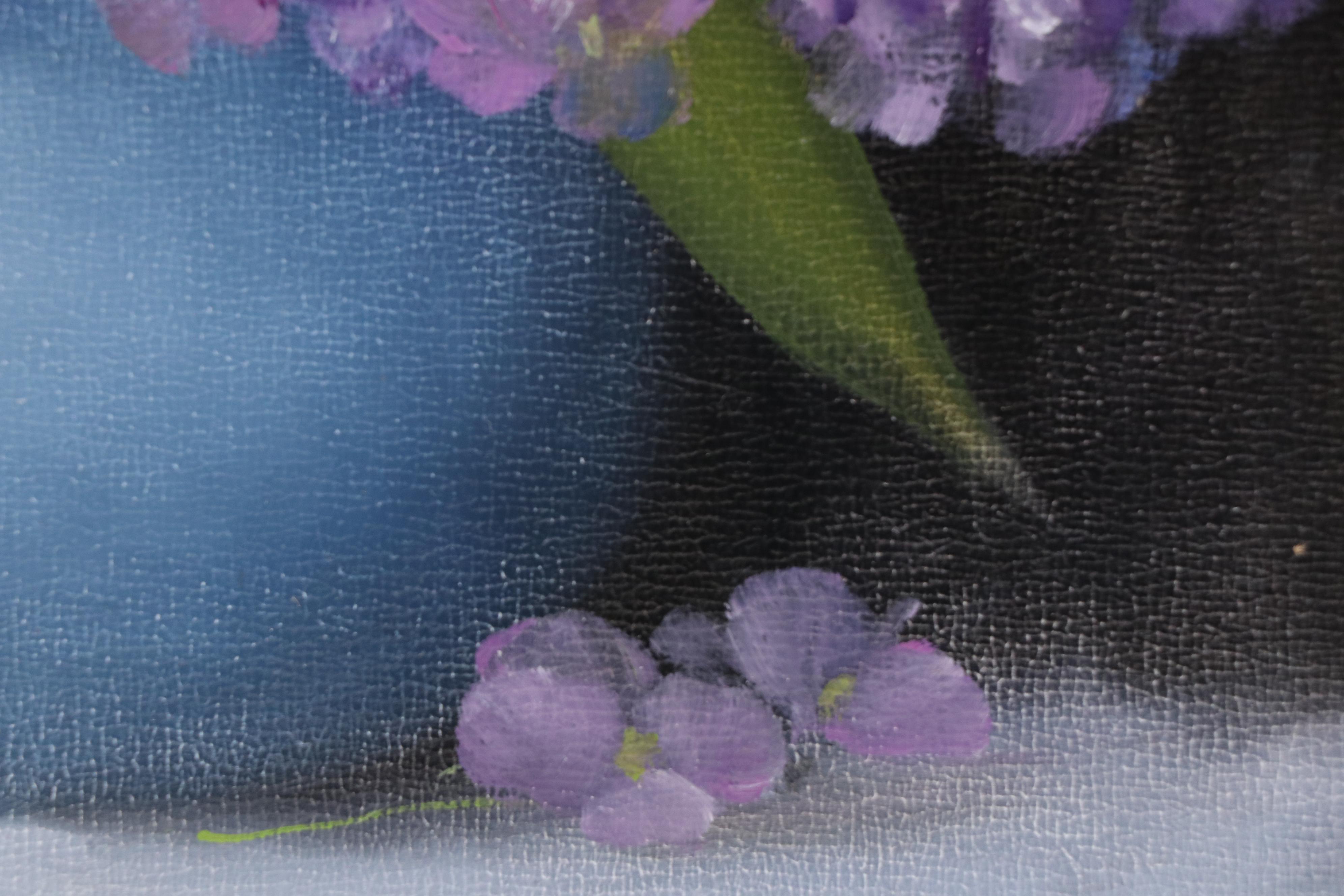 Thu-Thuy Tran Still Life Oil Painting "Hydrangeas and Tulips," 2025