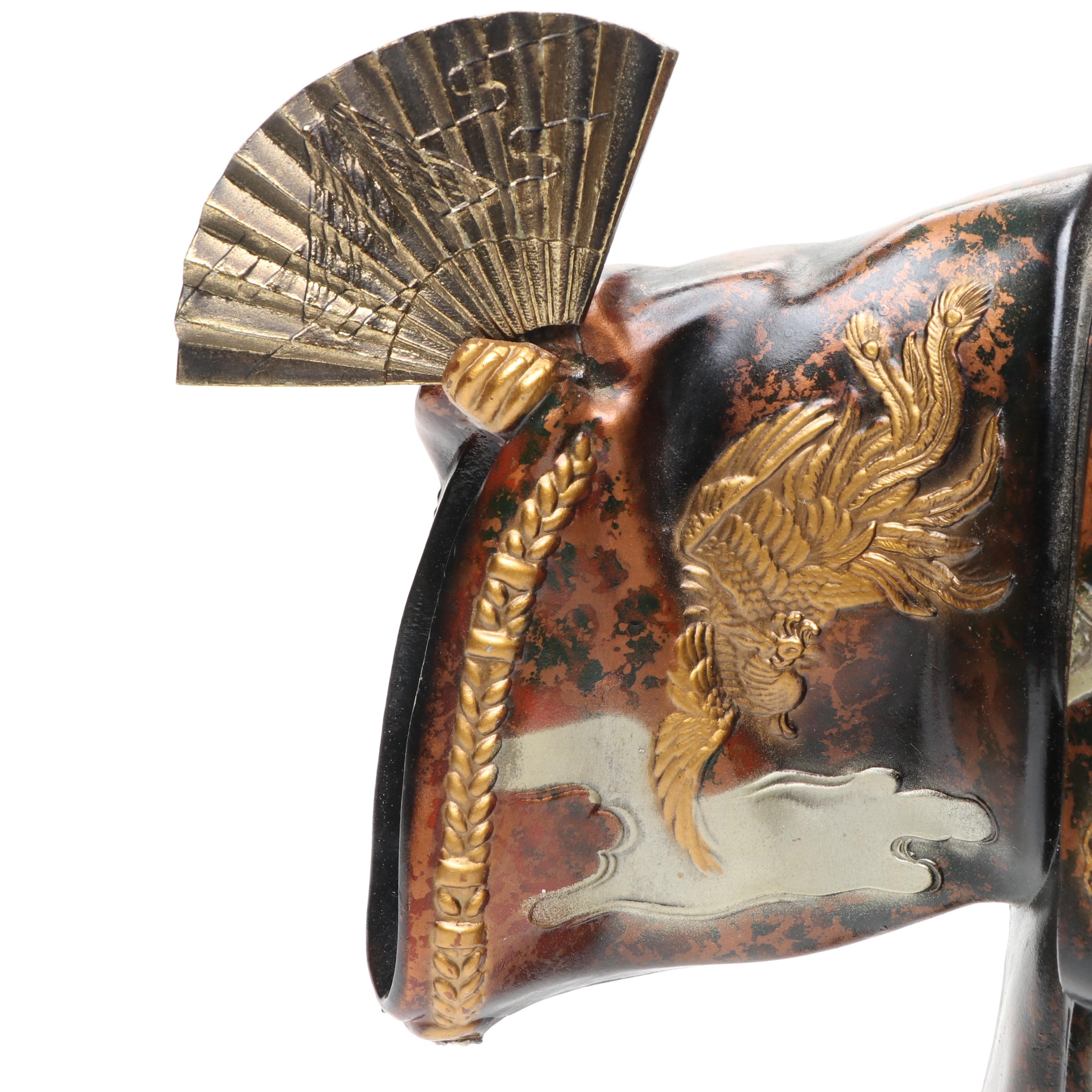 Japanese Enameled Tea Tin with Japanese Toyo Okina Noh Doll