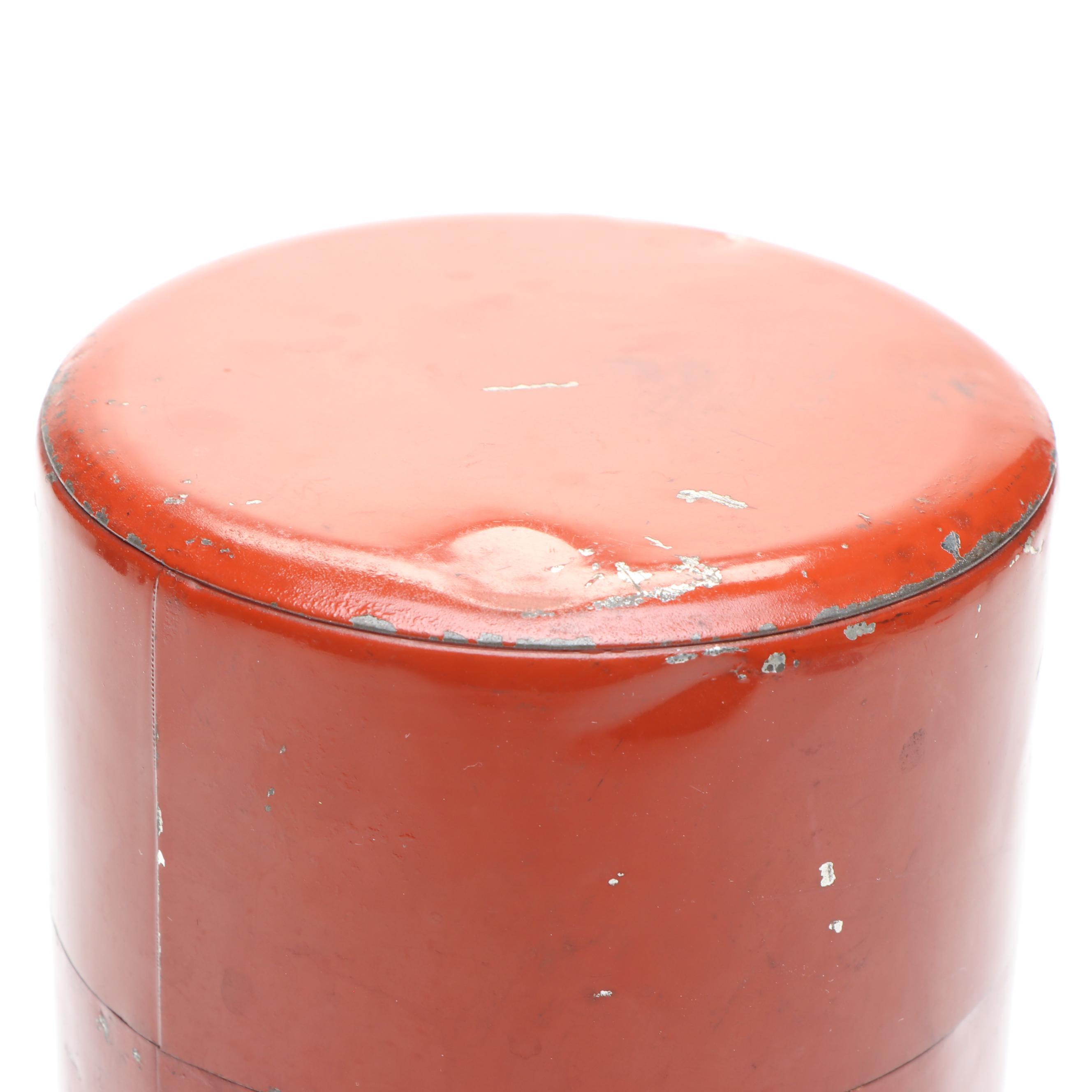 Japanese Enameled Tea Tin with Japanese Toyo Okina Noh Doll