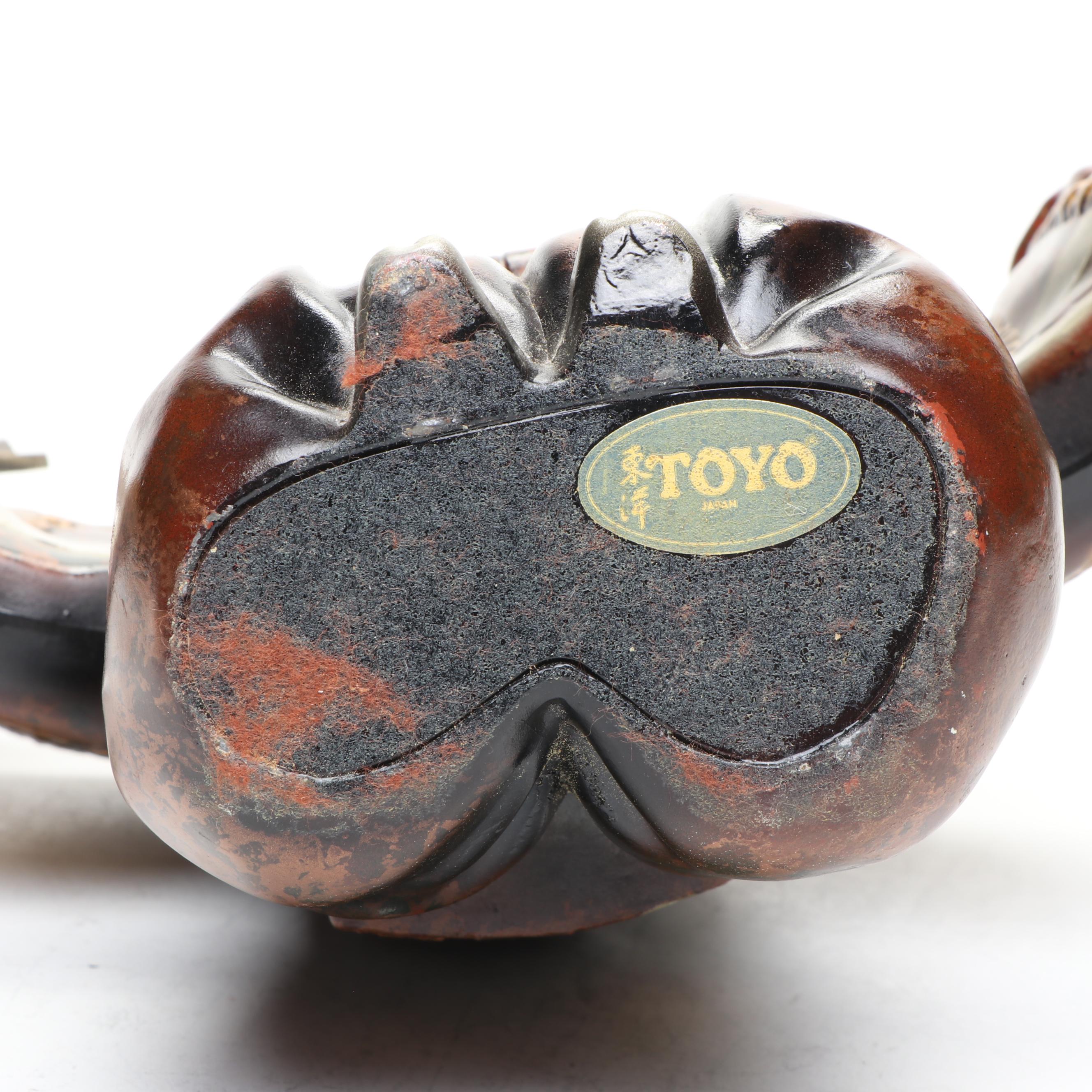 Japanese Enameled Tea Tin with Japanese Toyo Okina Noh Doll