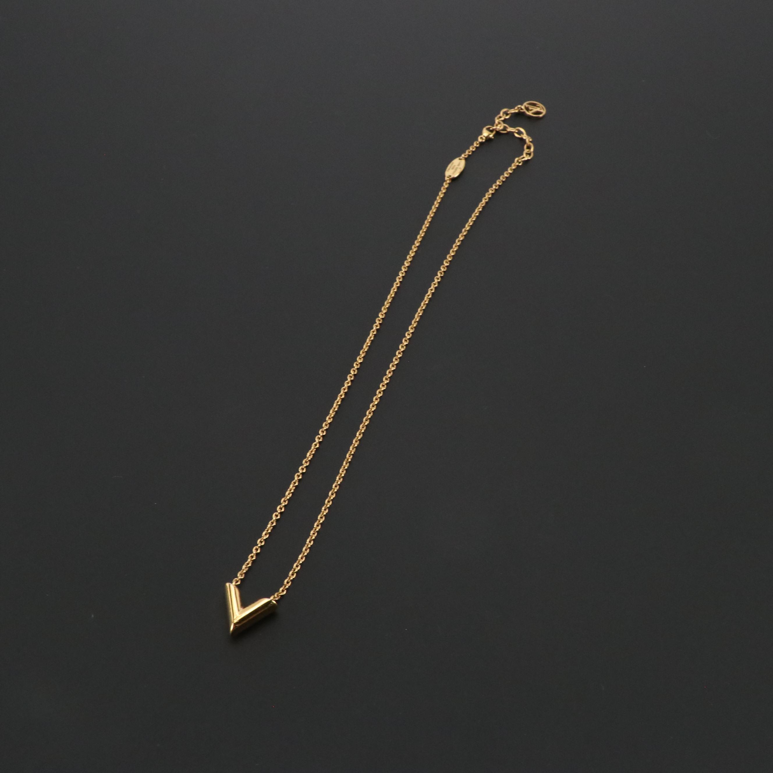 Louis Vuitton Gold Tone Essential V Necklace