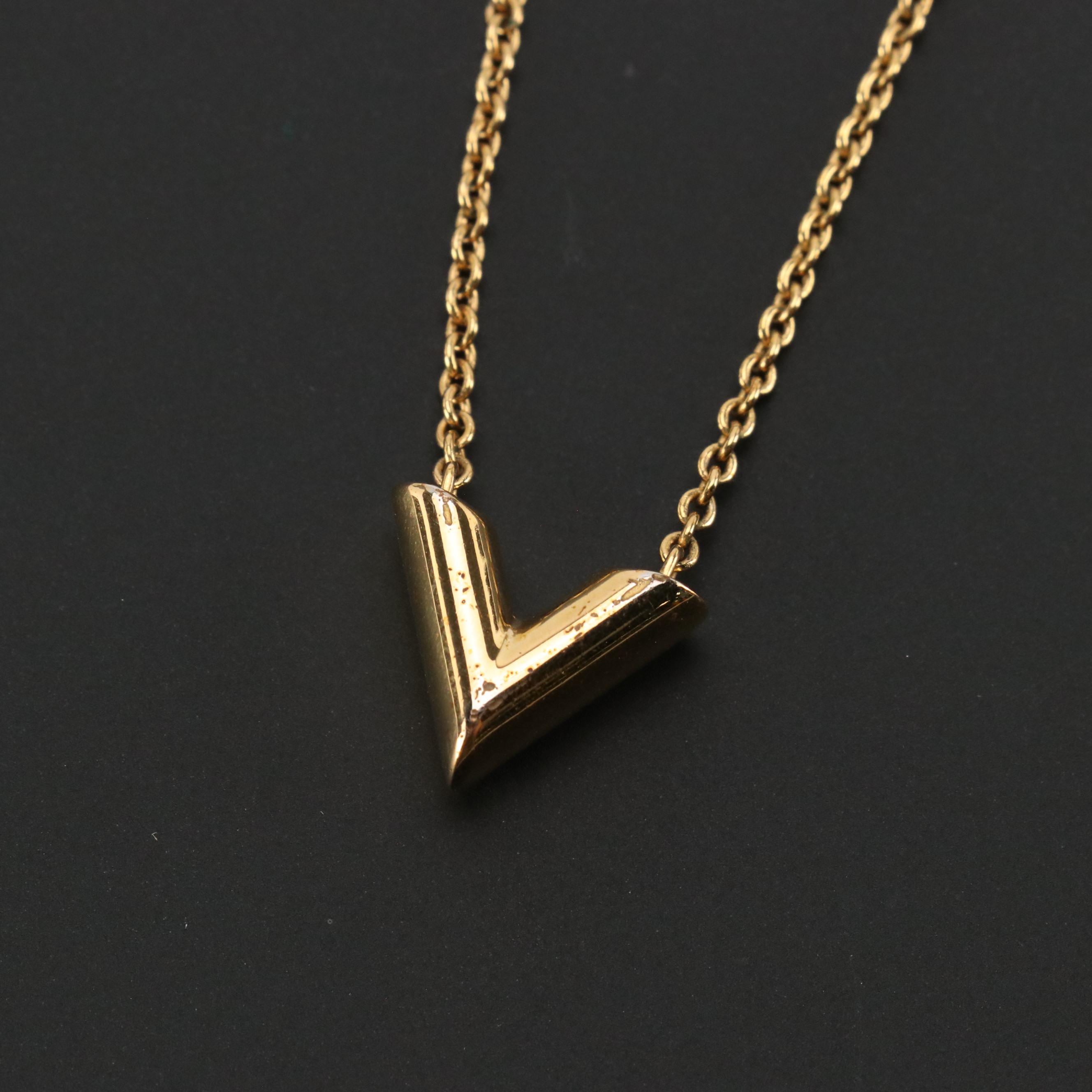 Louis Vuitton Gold Tone Essential V Necklace