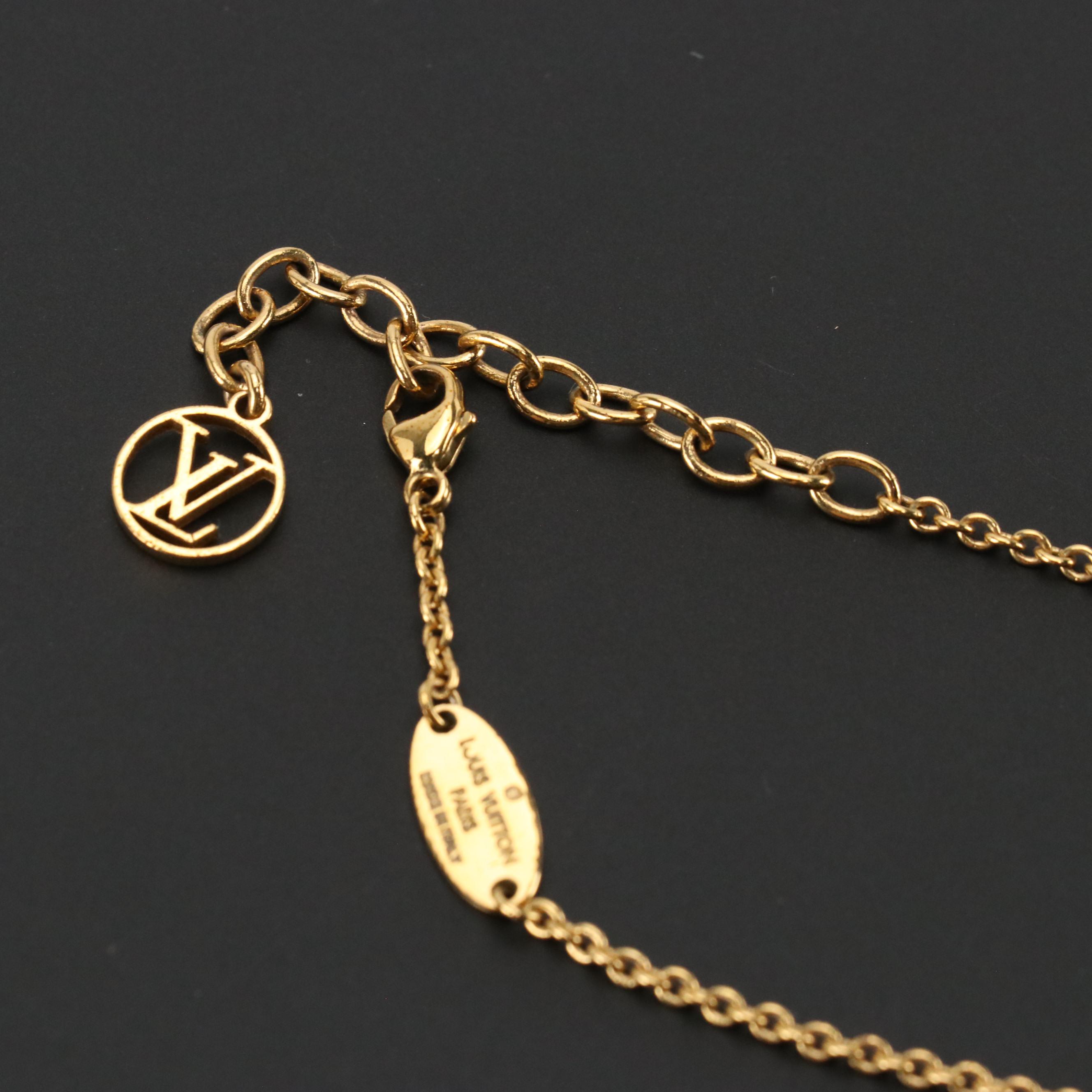 Louis Vuitton Gold Tone Essential V Necklace