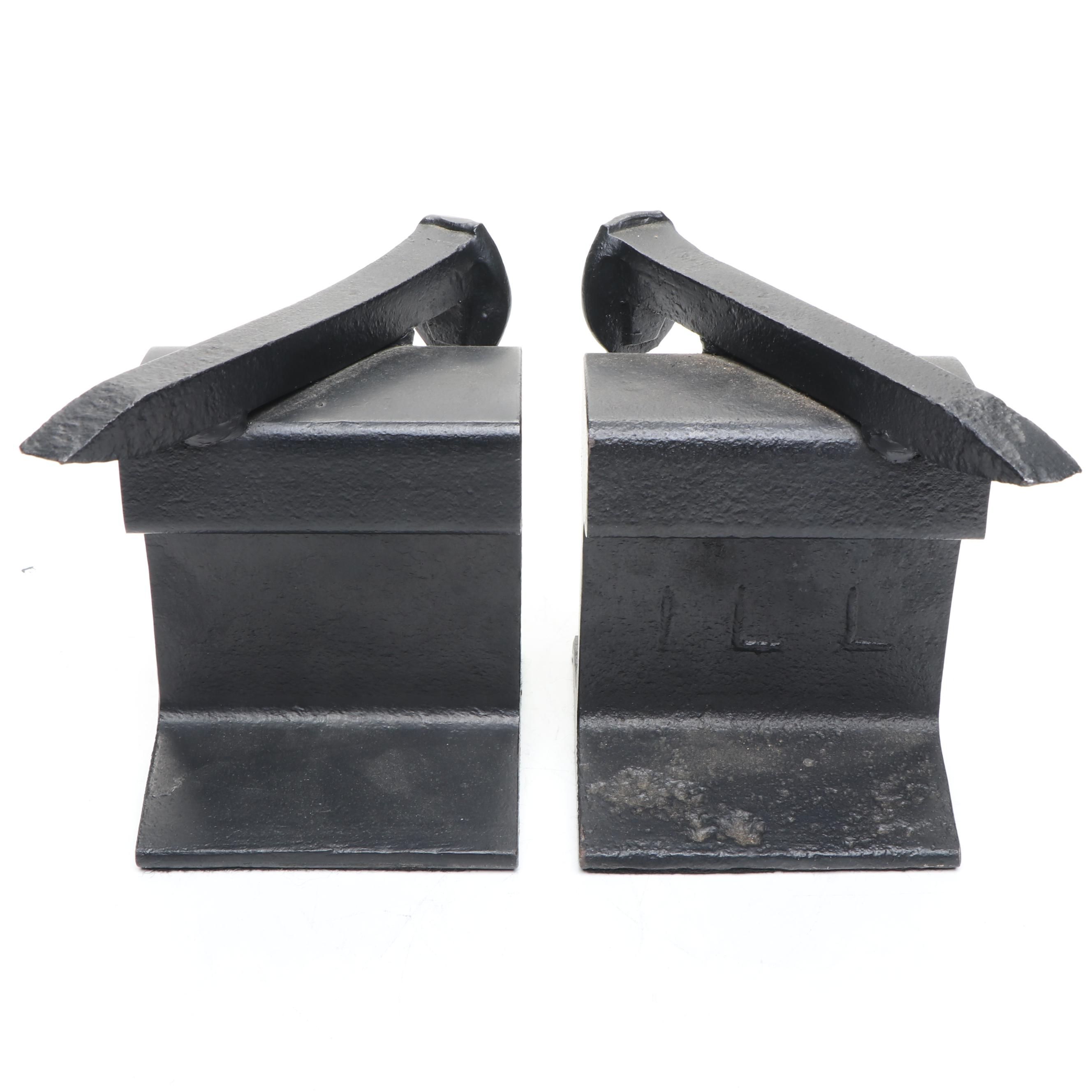 Brutalist Style Metal Railroad Irons and Nail Spikes Bookends