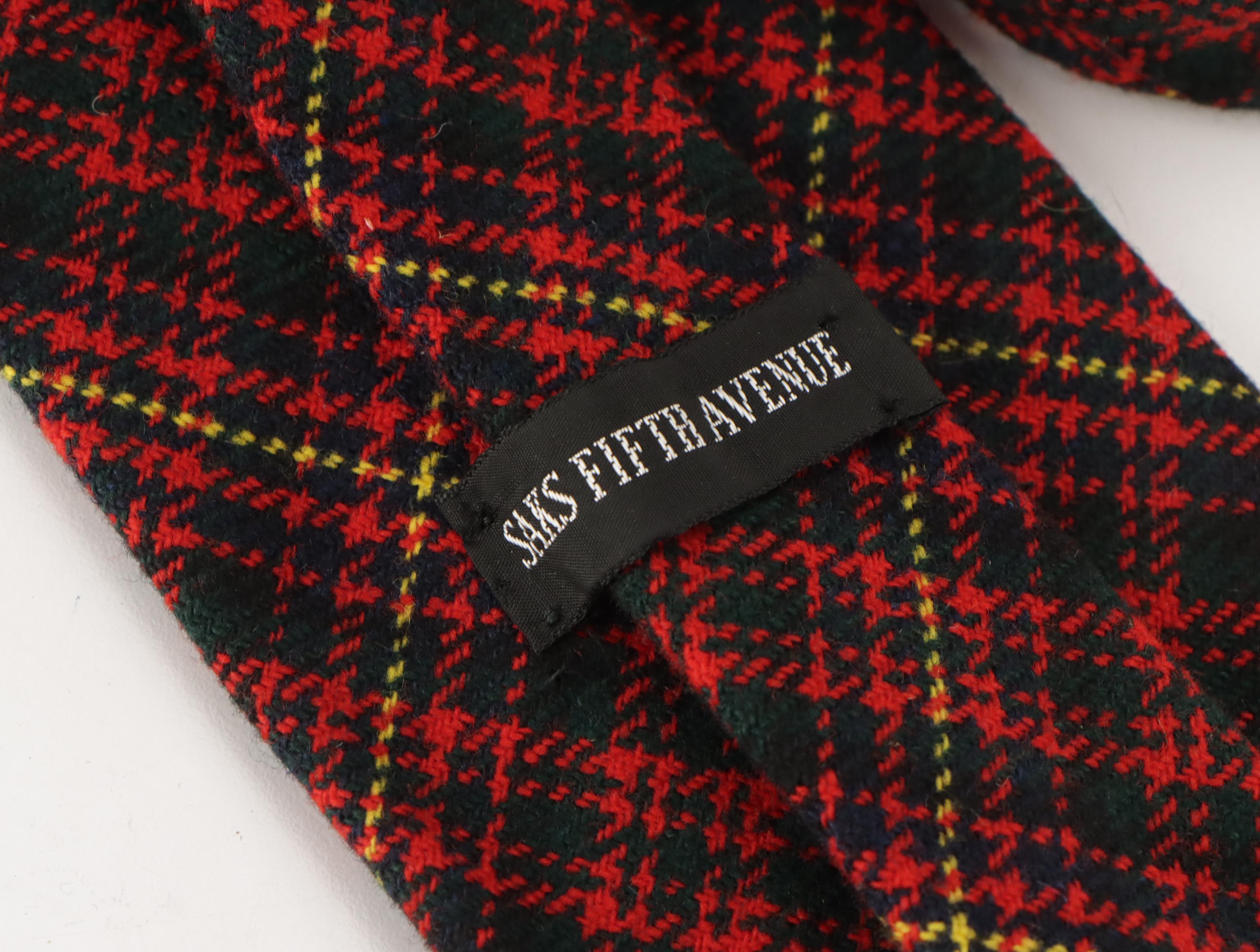 Vintage Patterned Silk and Wool Neckties Featuring Saks Fifth Avenue