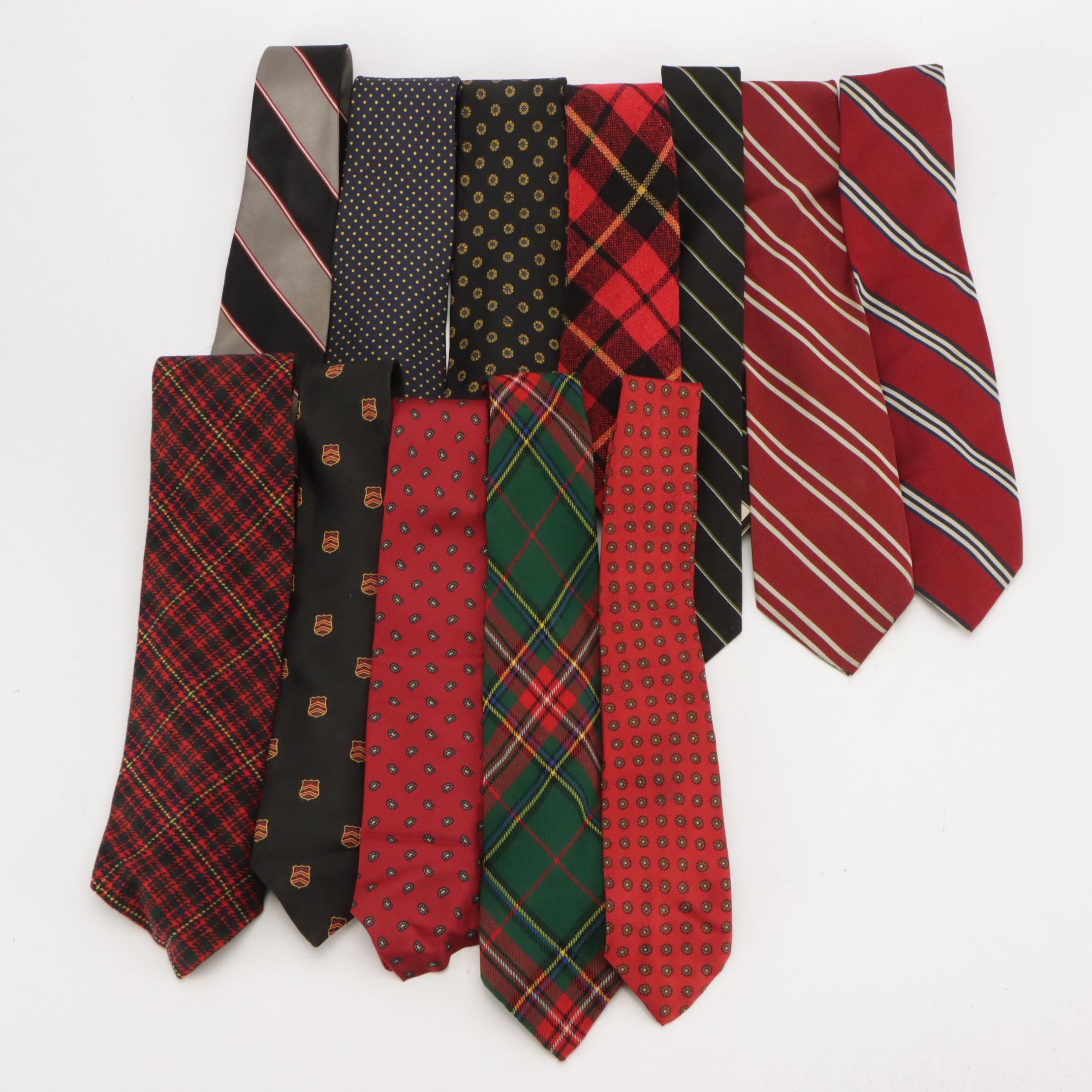 Vintage Patterned Silk and Wool Neckties Featuring Saks Fifth Avenue