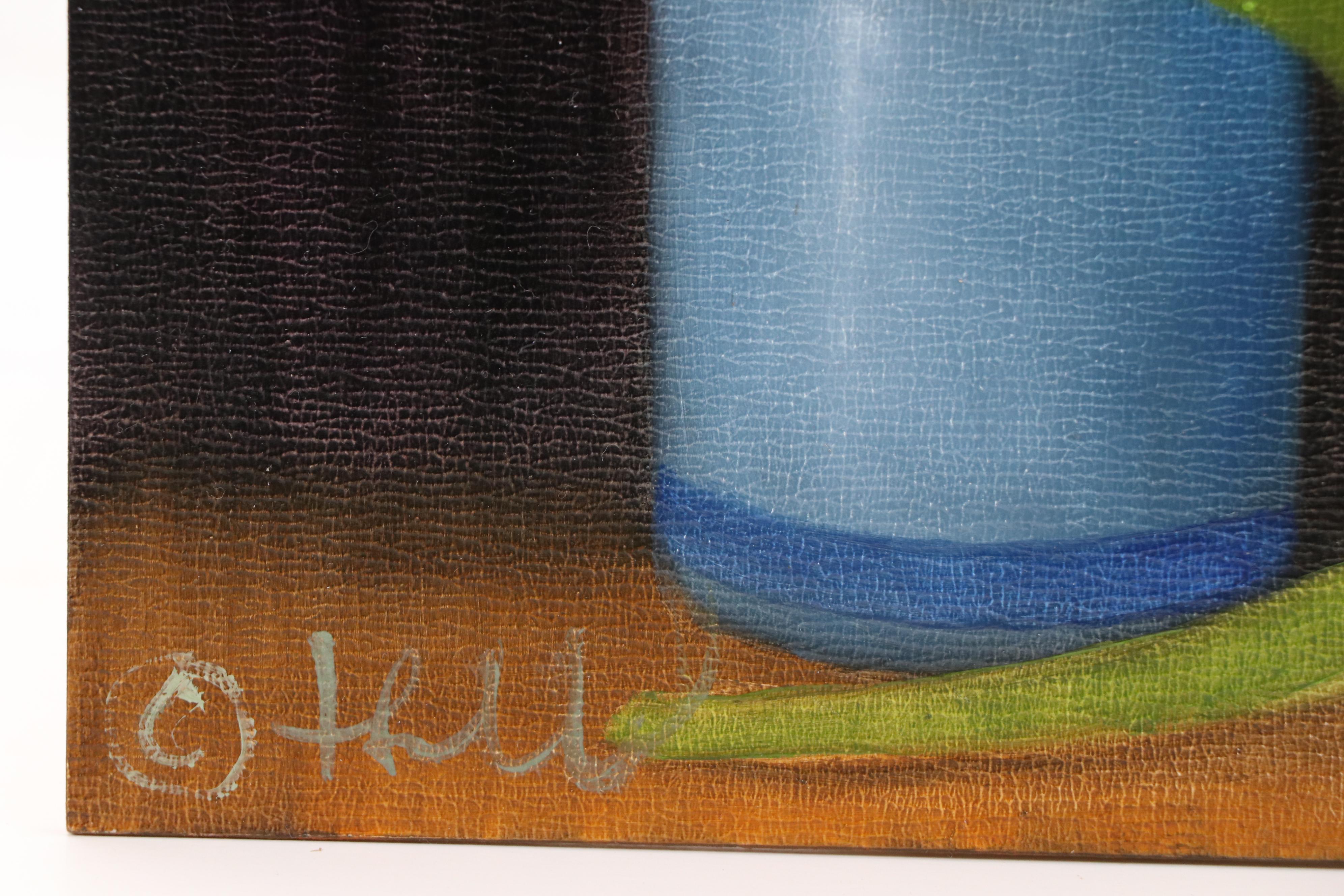 Thu-Thuy Tran Still Life Oil Painting "Tulips and Blue Ceramic," 2025