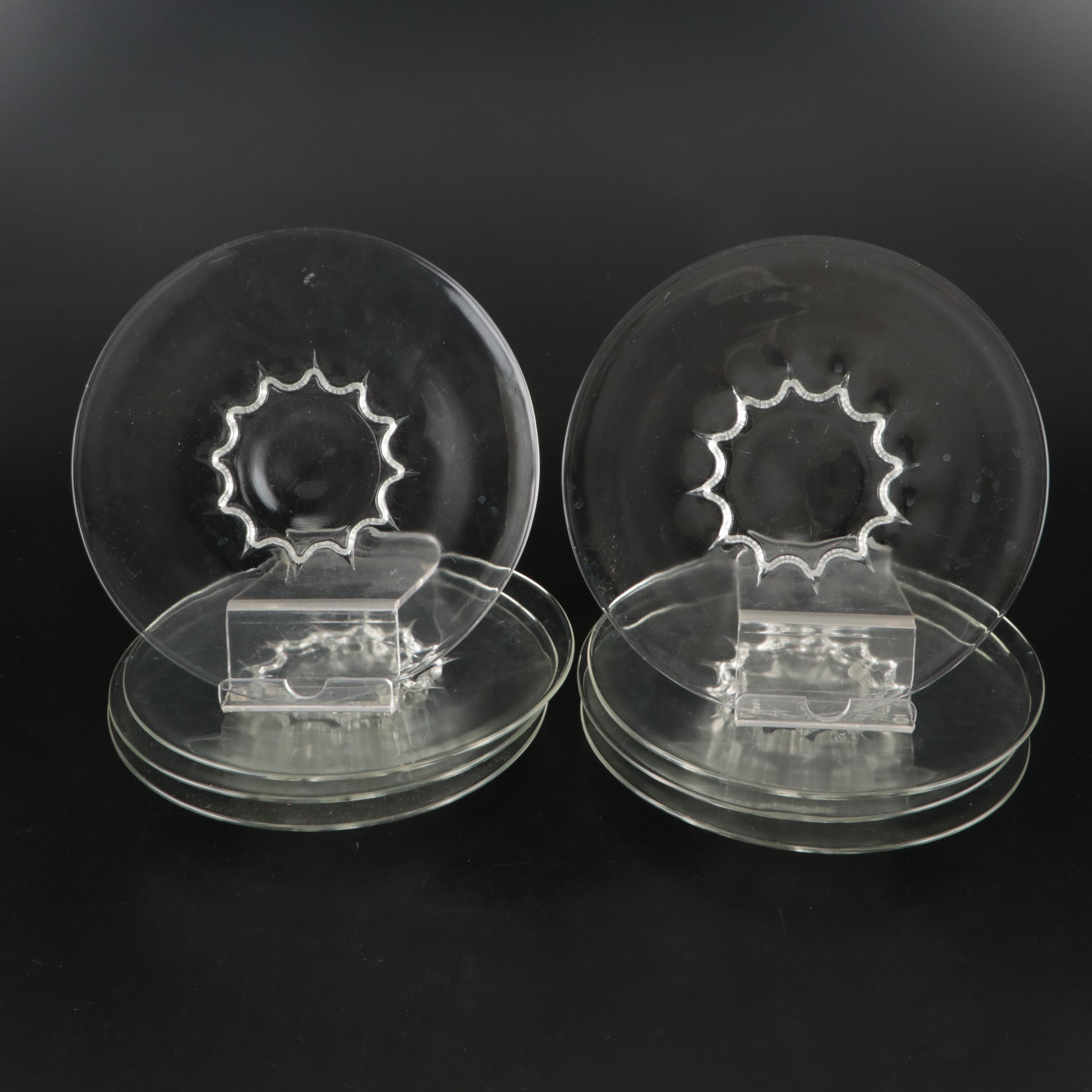 Vintage Clear Glass Dinnerware and Serving Pieces, Mid-20th Century