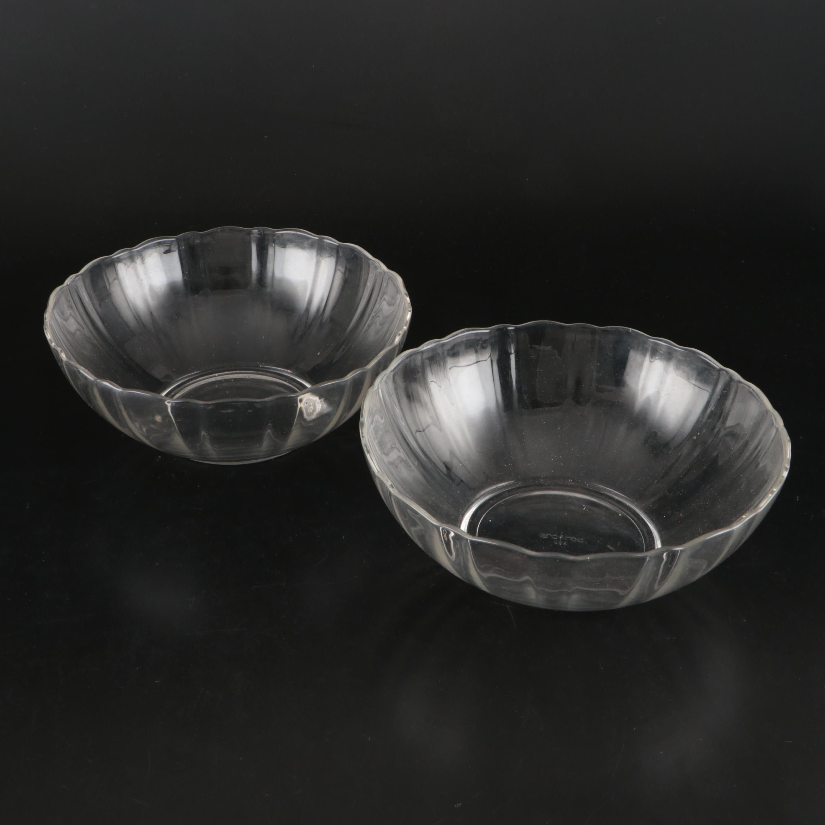 Vintage Clear Glass Dinnerware and Serving Pieces, Mid-20th Century