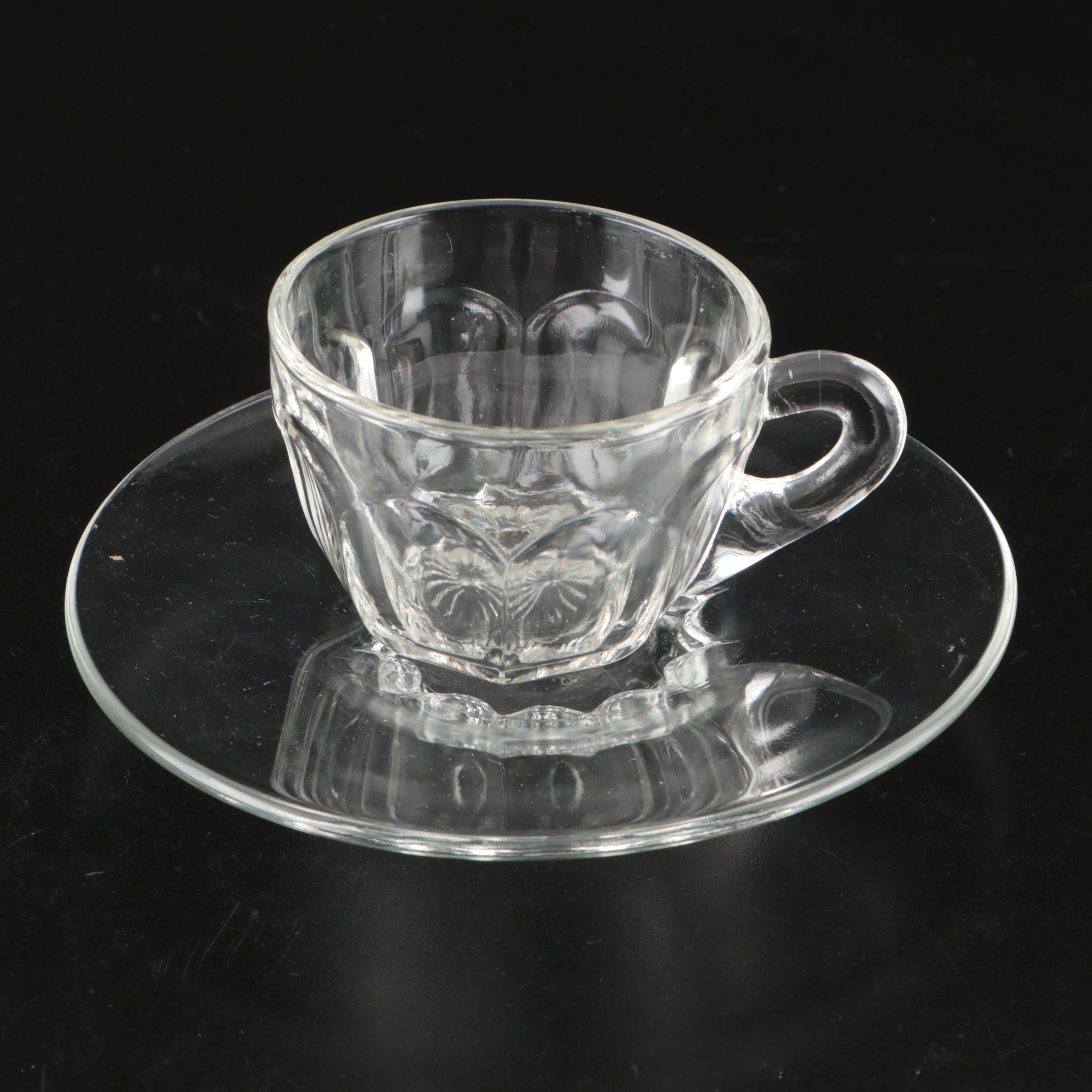 Vintage Clear Glass Dinnerware and Serving Pieces, Mid-20th Century