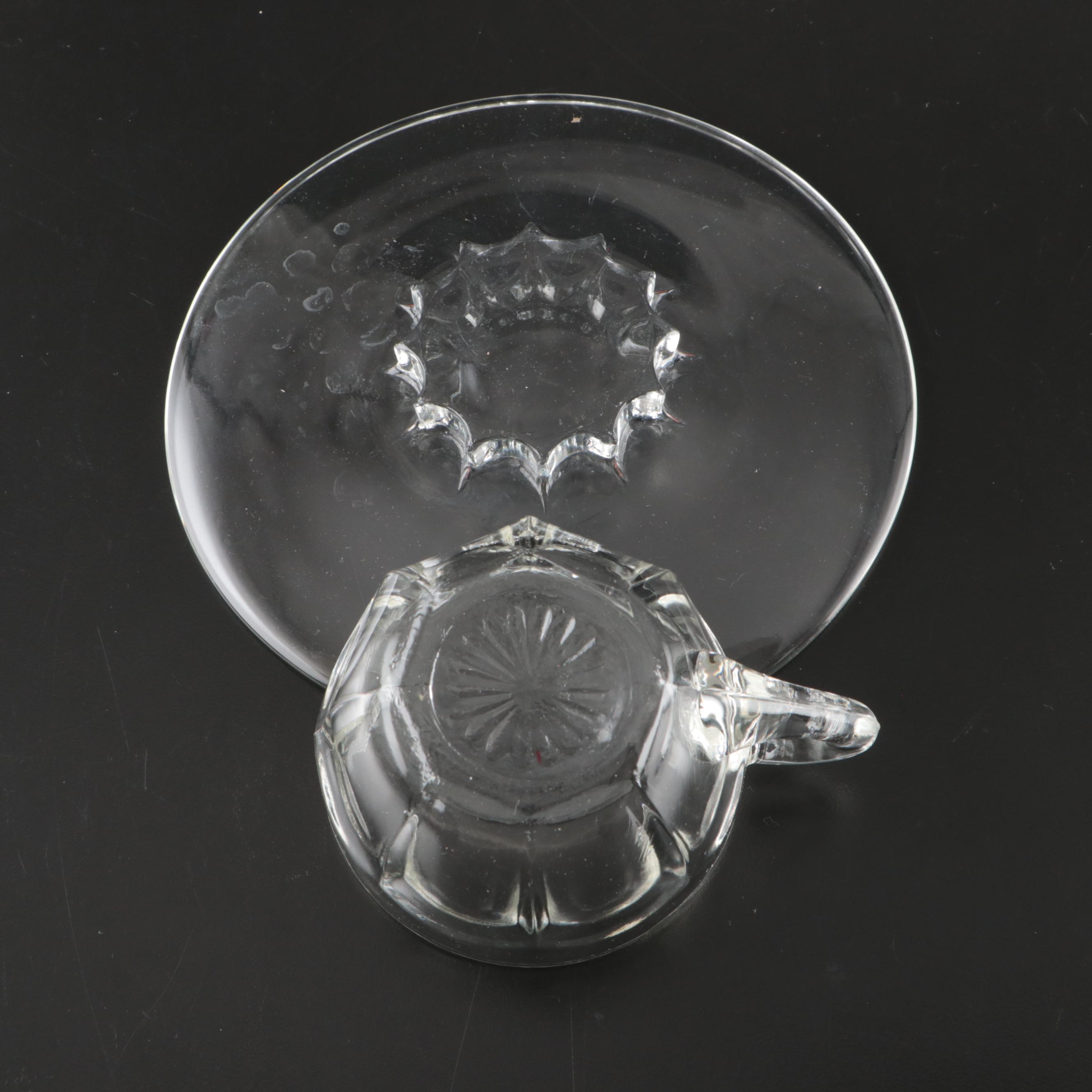 Vintage Clear Glass Dinnerware and Serving Pieces, Mid-20th Century