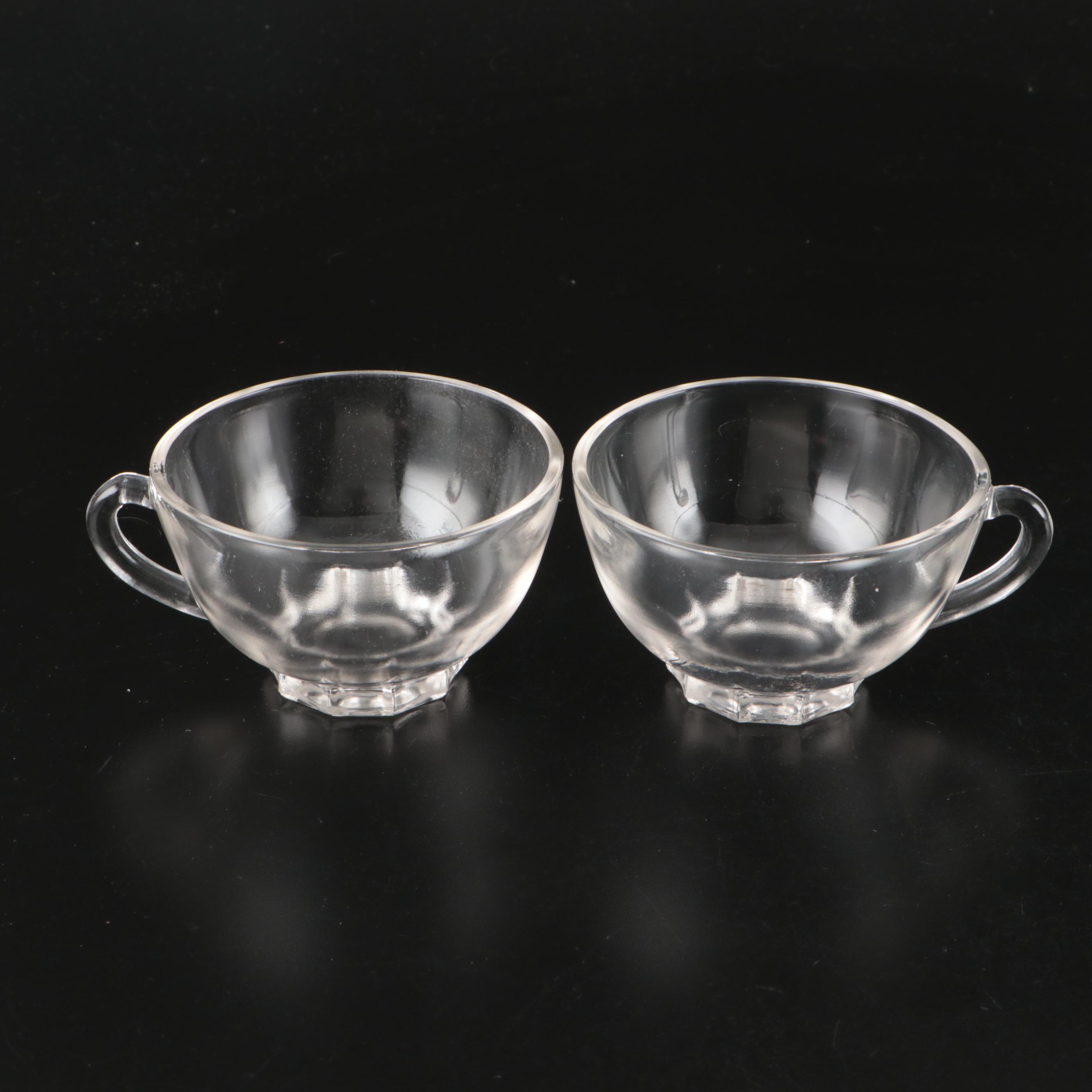Vintage Clear Glass Dinnerware and Serving Pieces, Mid-20th Century