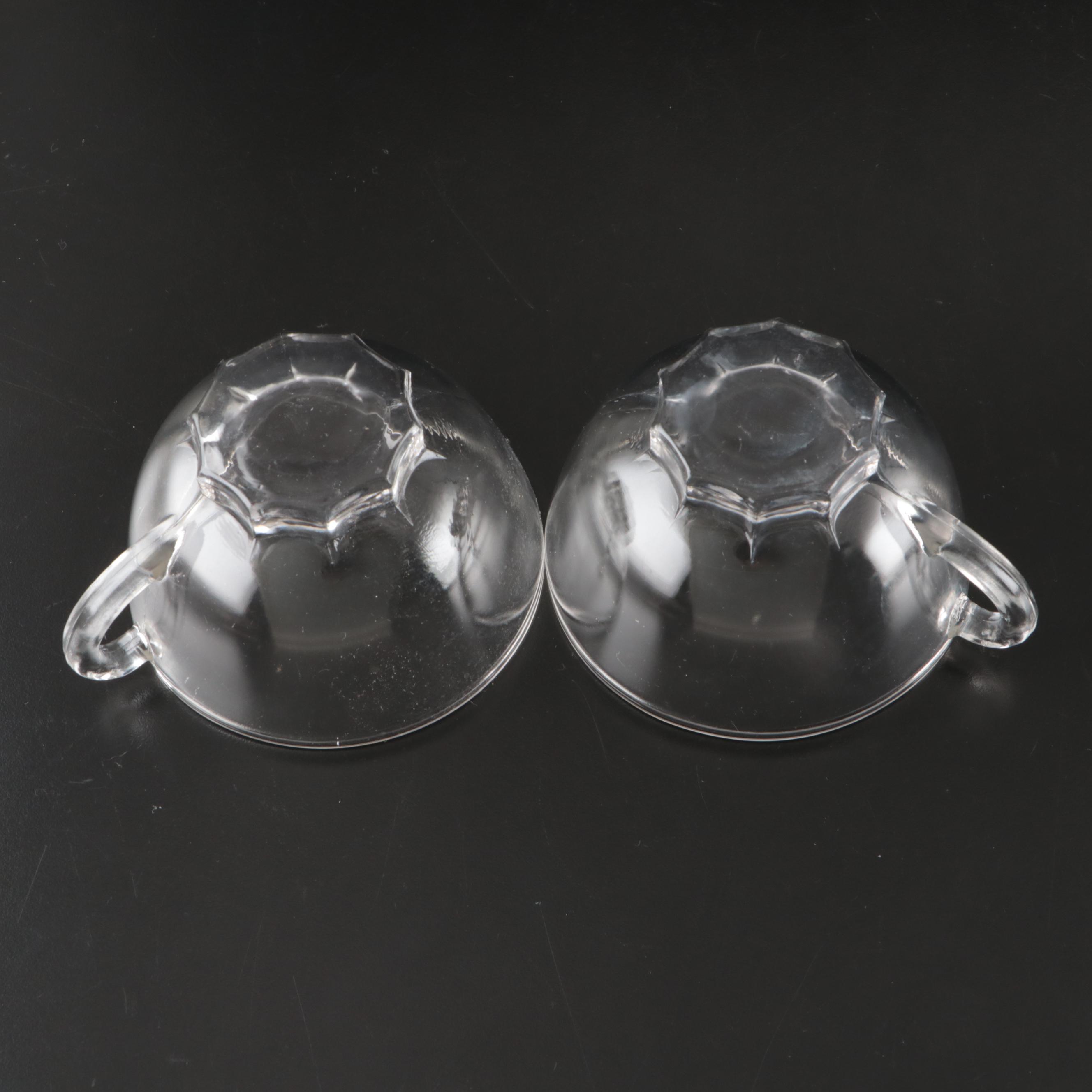 Vintage Clear Glass Dinnerware and Serving Pieces, Mid-20th Century