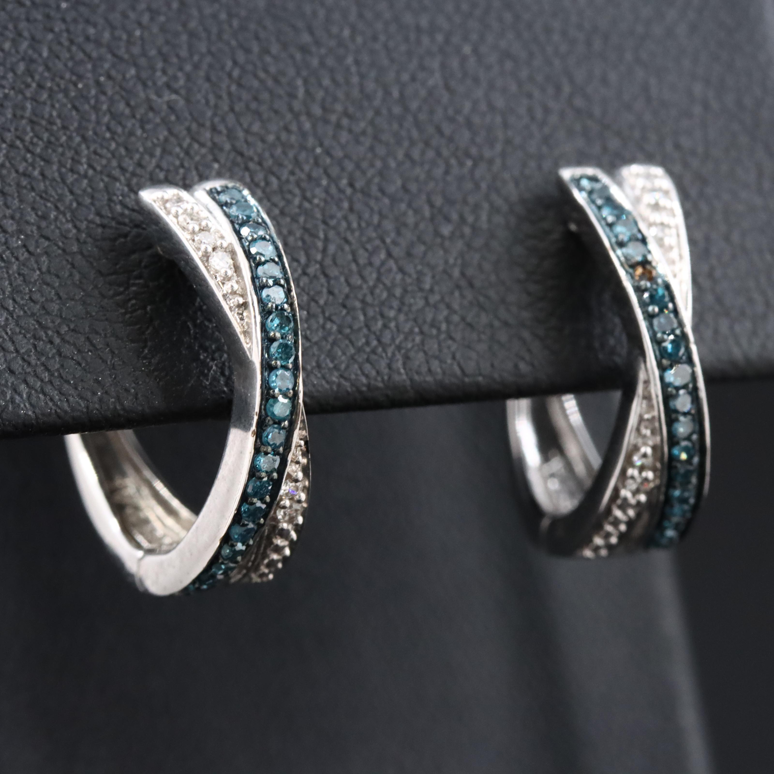 Sterling Lab Grown Diamond and Diamond Hoop Earrings