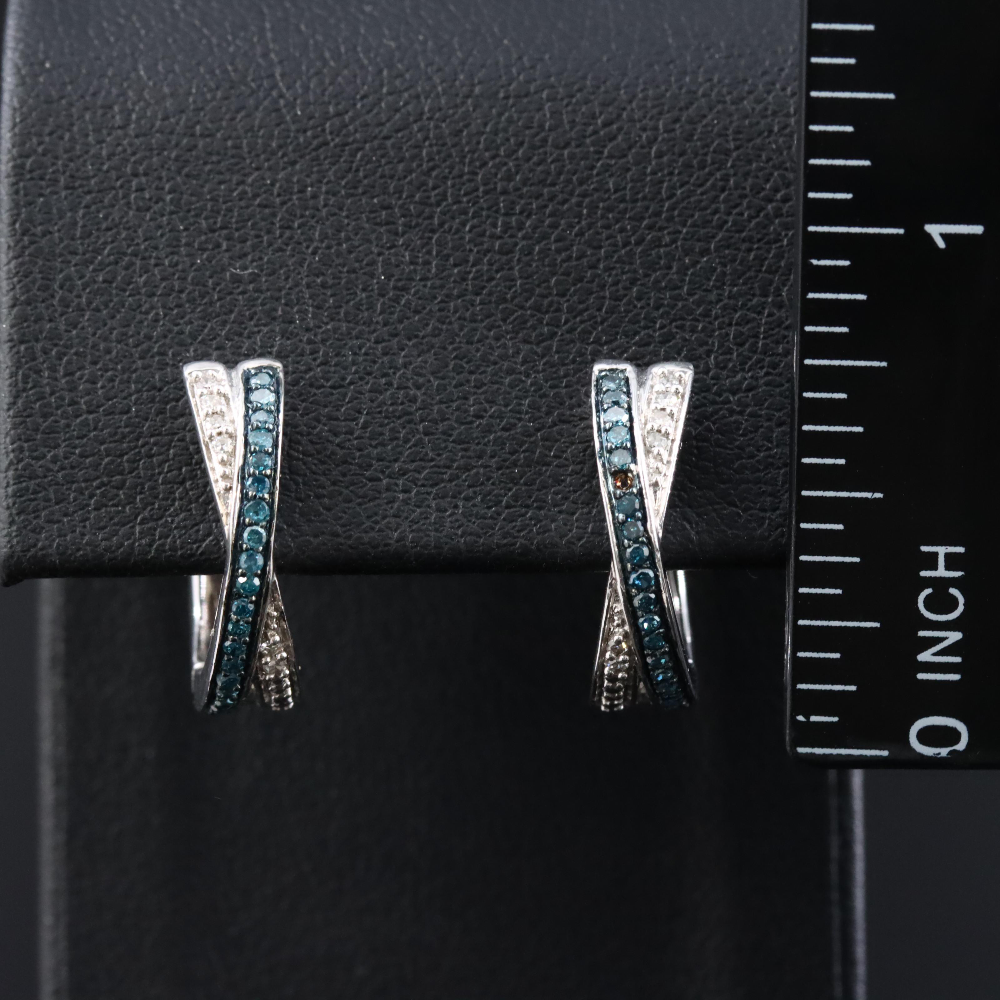 Sterling Lab Grown Diamond and Diamond Hoop Earrings