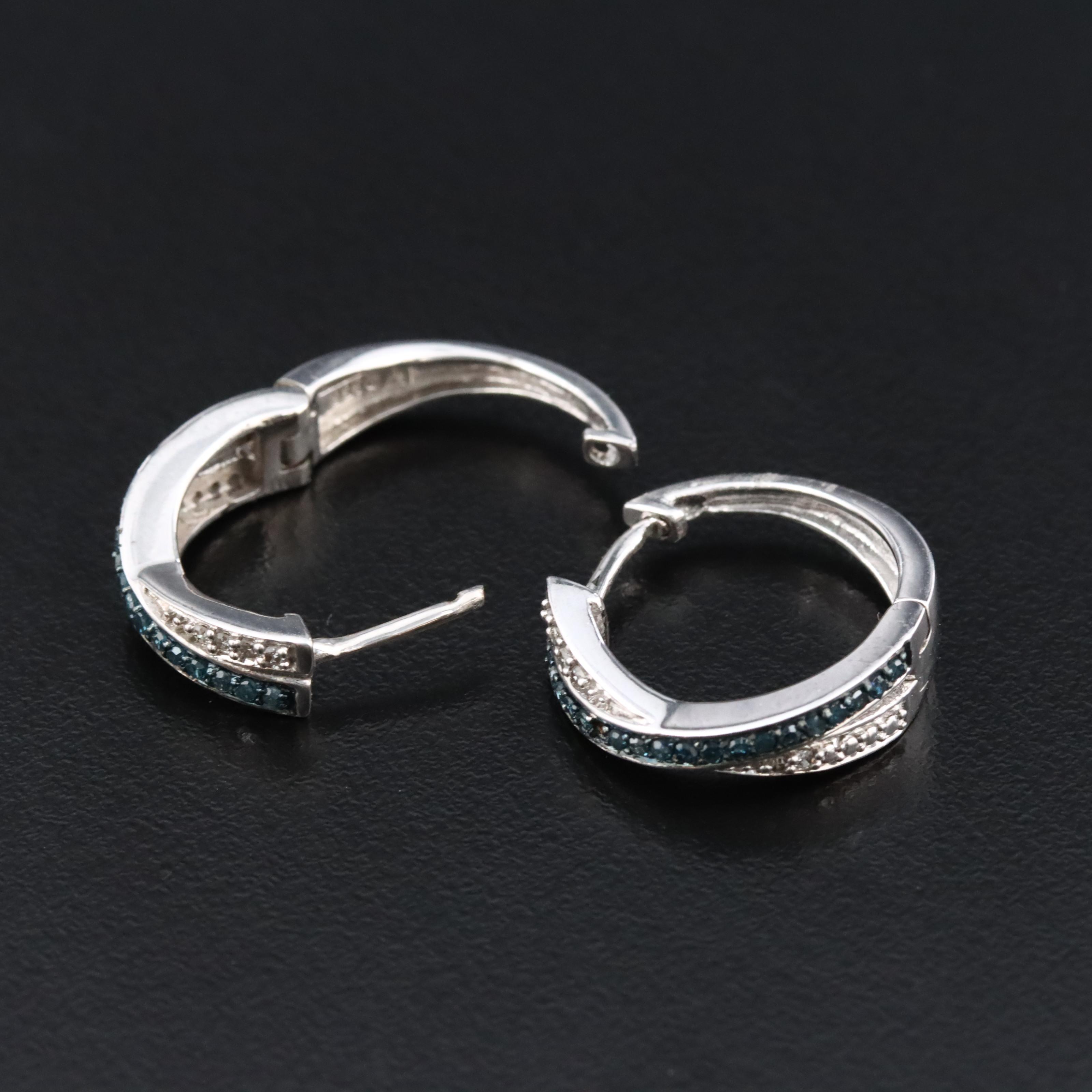 Sterling Lab Grown Diamond and Diamond Hoop Earrings