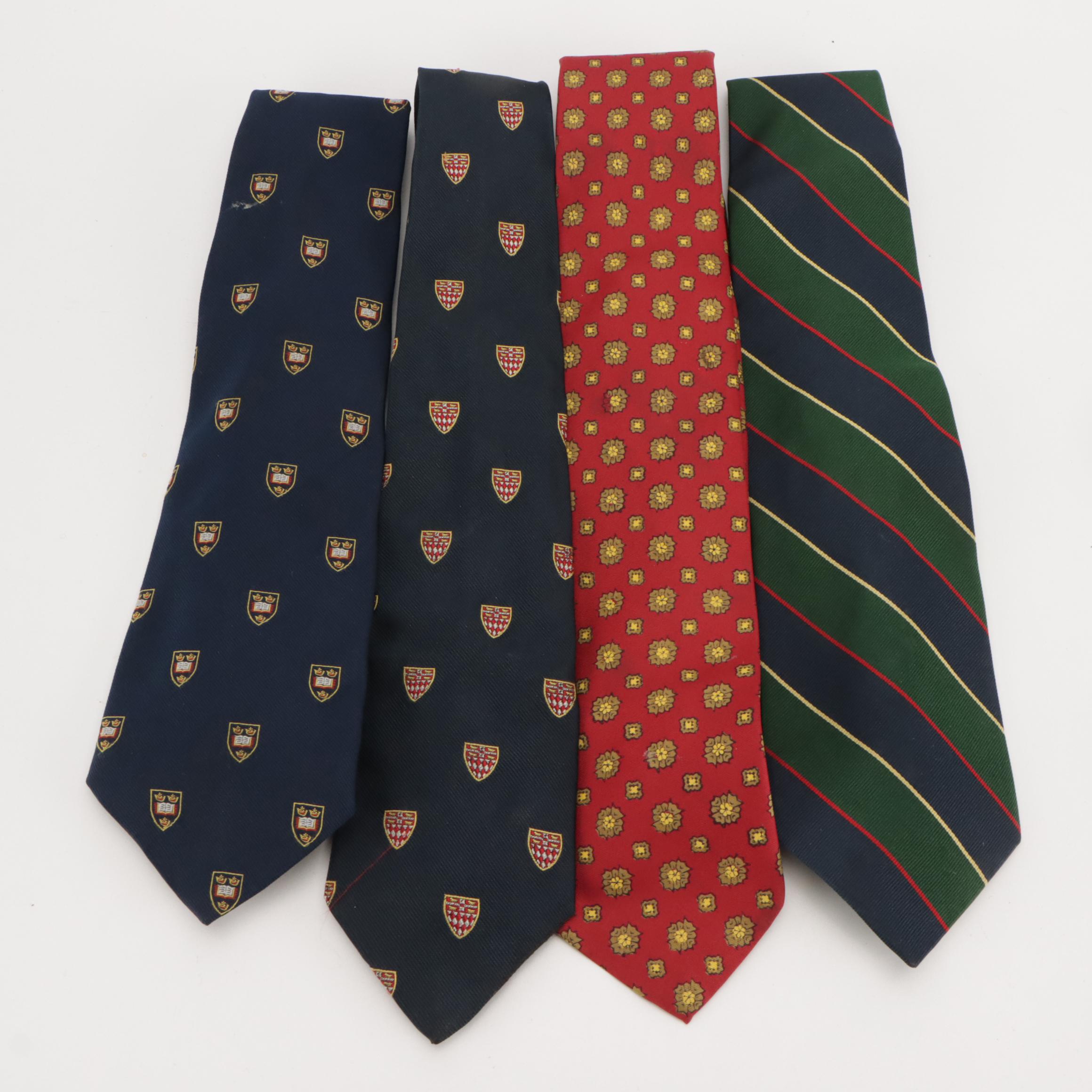 Vintage Patterned Silk and Wool Neckties Featuring Brooks Brothers